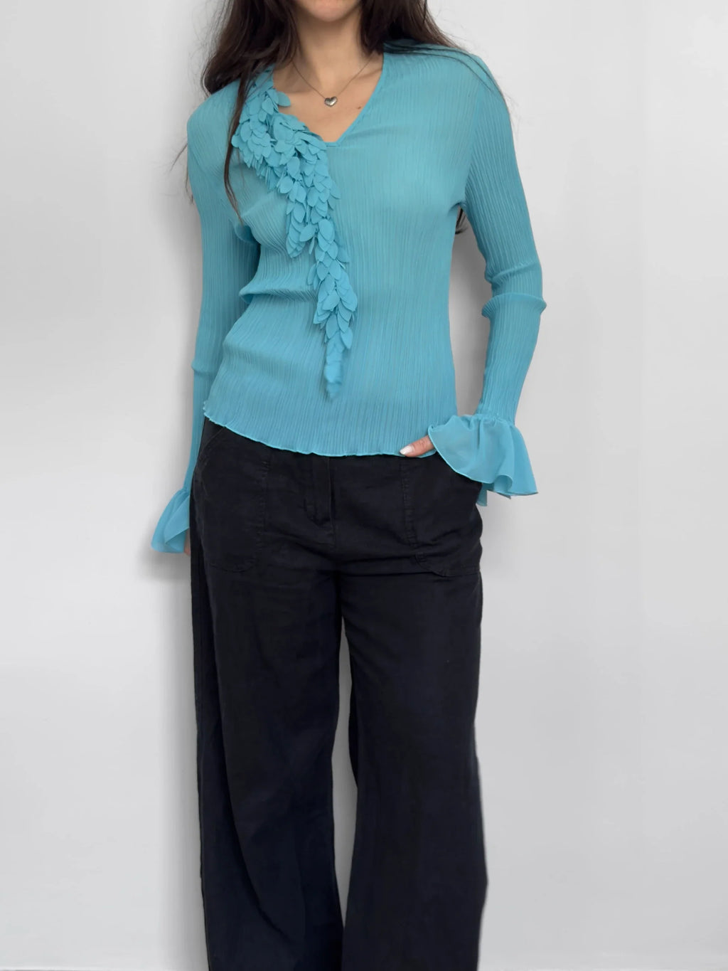 Blue Chiffon Blouse