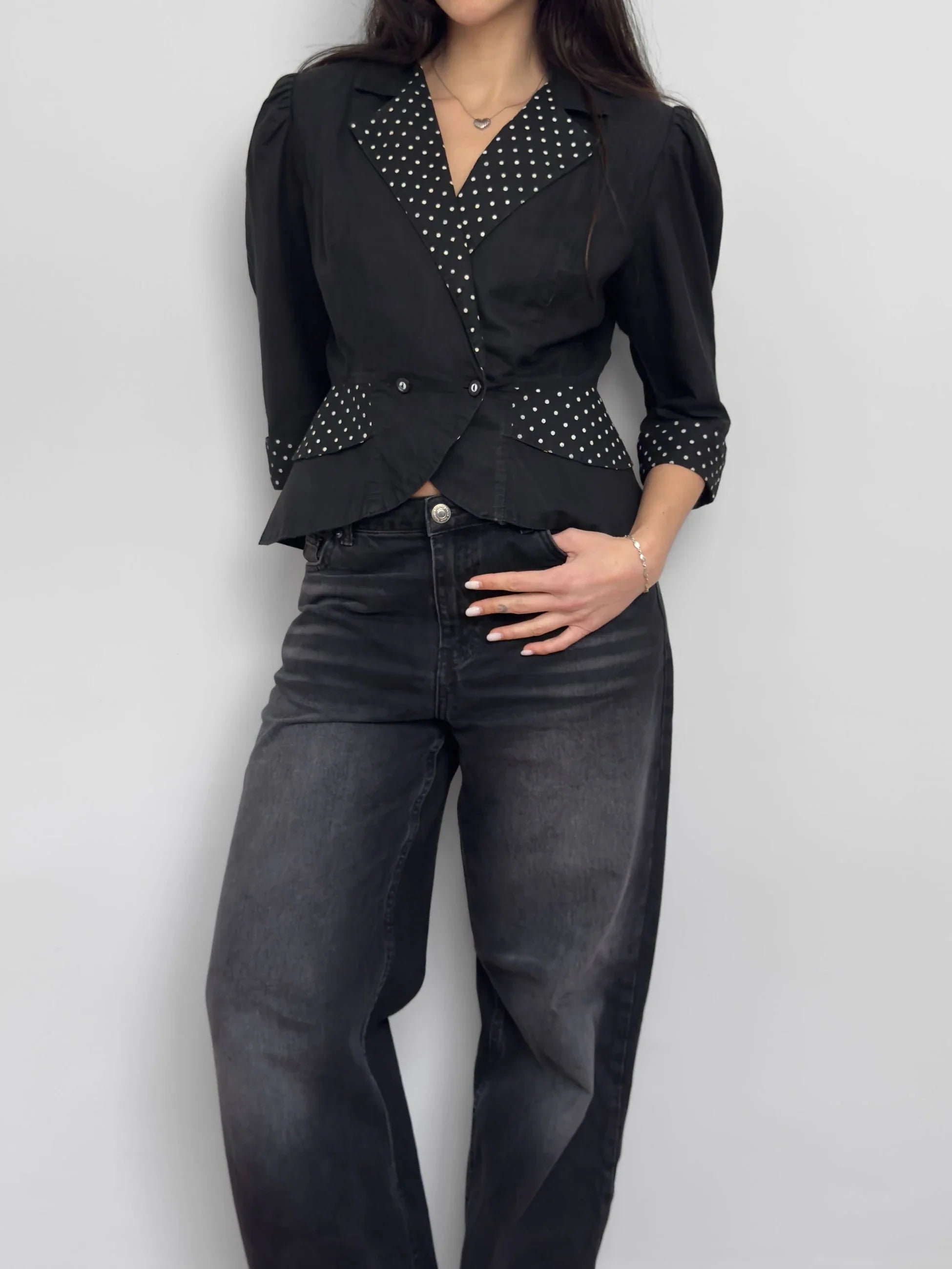 Polka Dot Linen Jacket