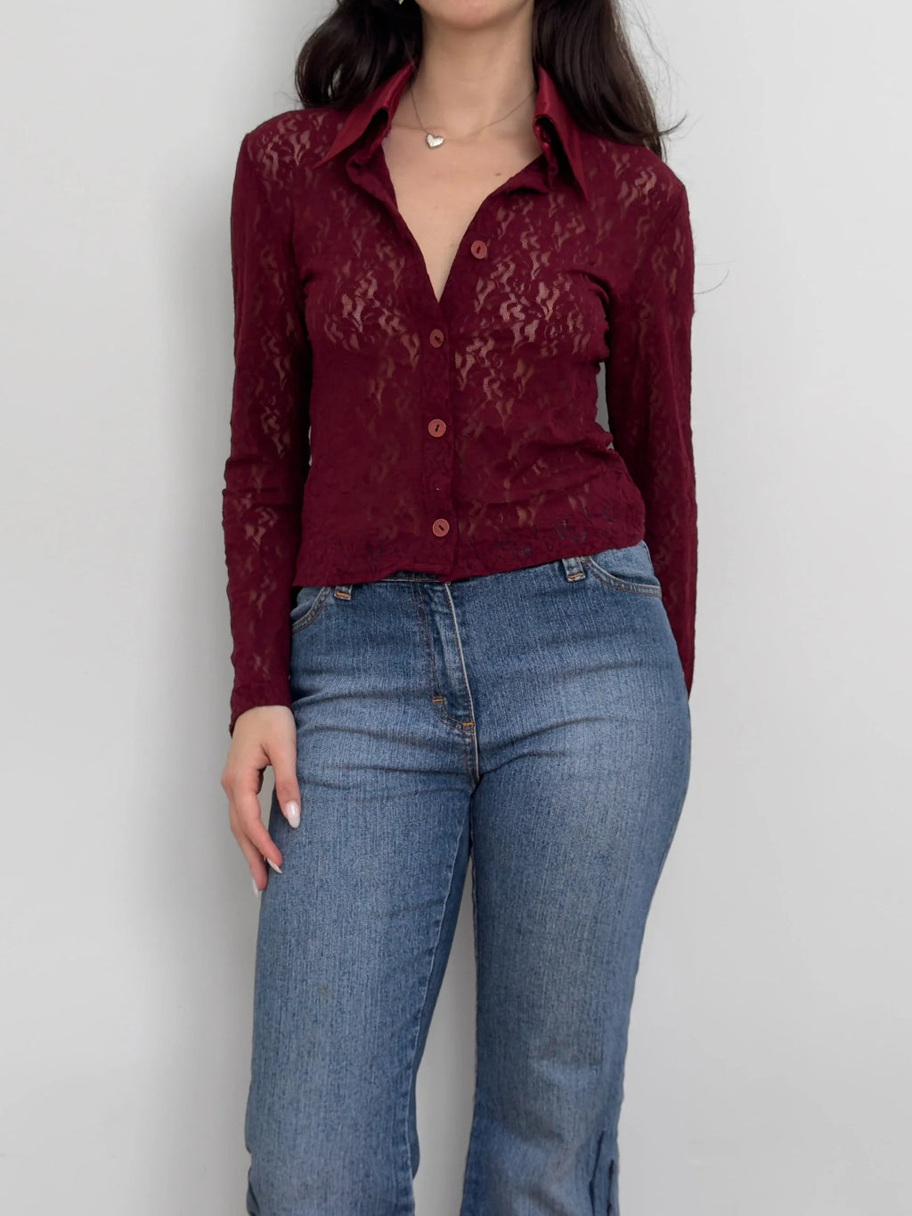 Burgundy Lace Shirt