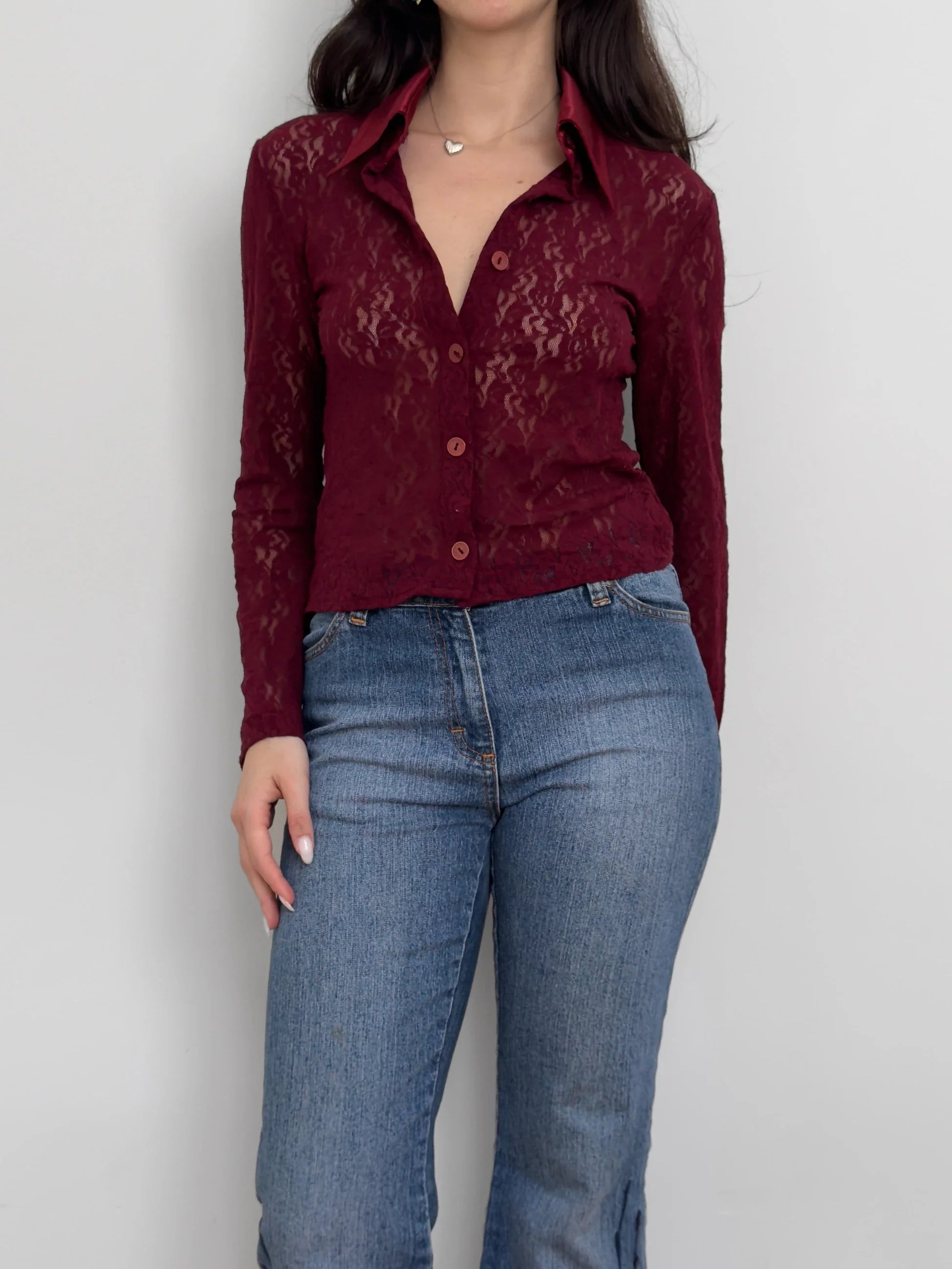 Burgundy Lace Shirt