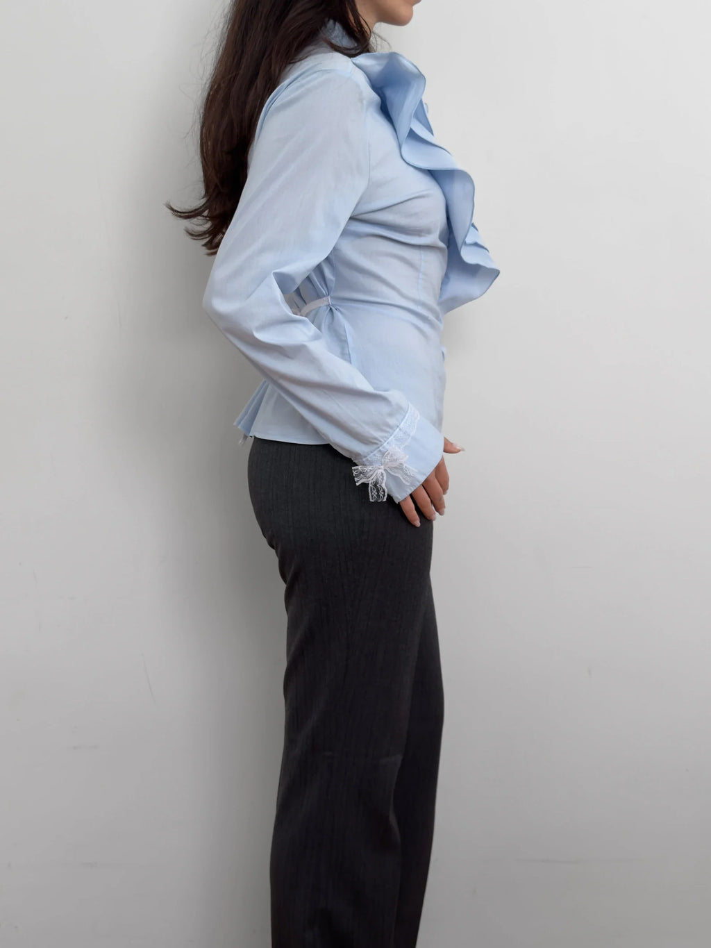 Collar-Detailed Blue Shirt