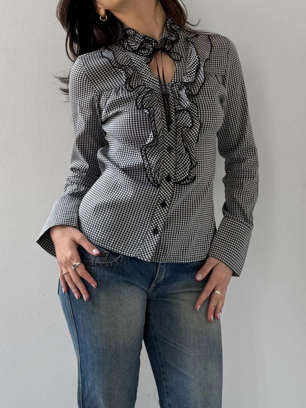 Collar-Detailed Checked Shirt