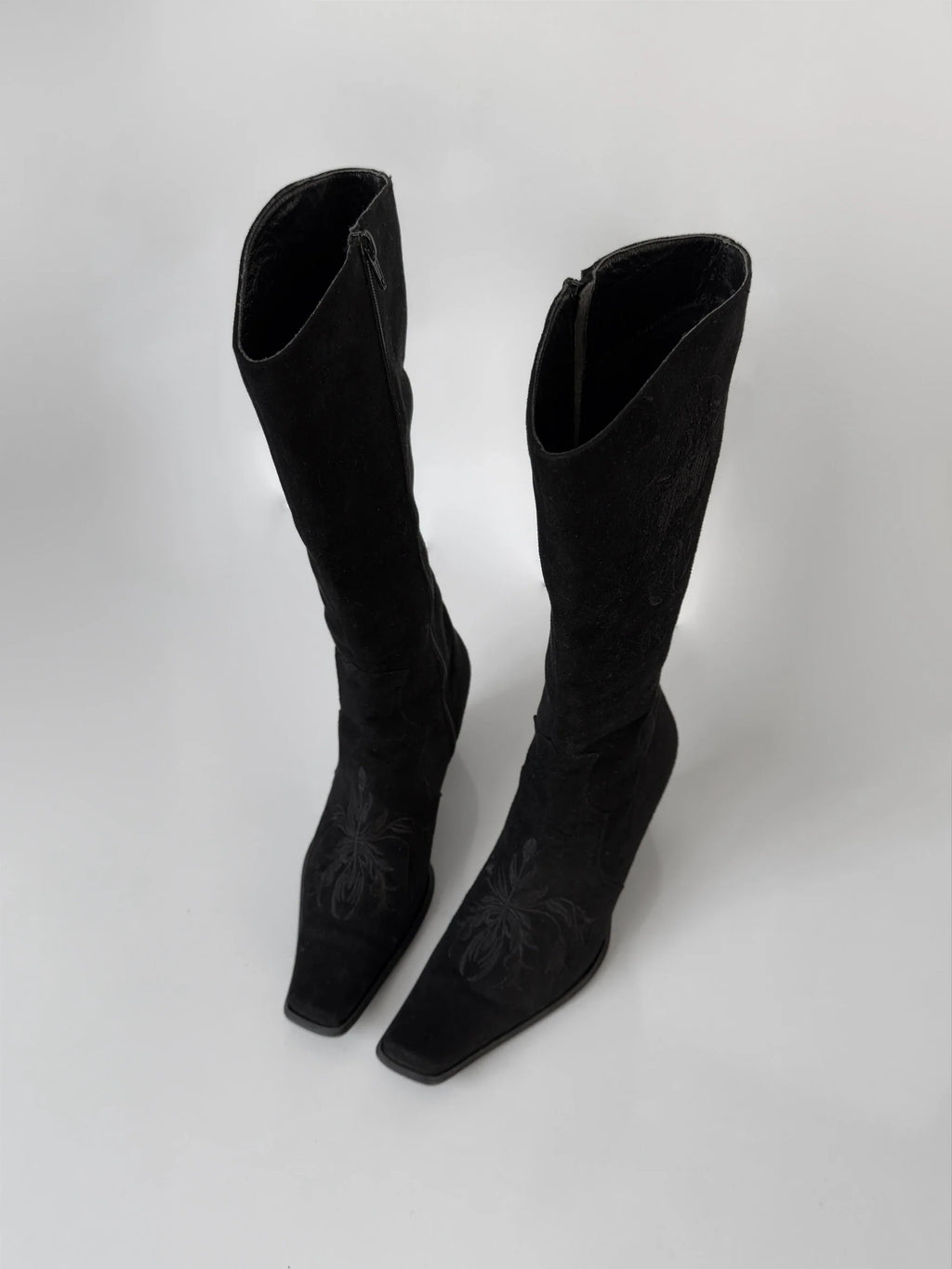 Embroidered Suede Boots