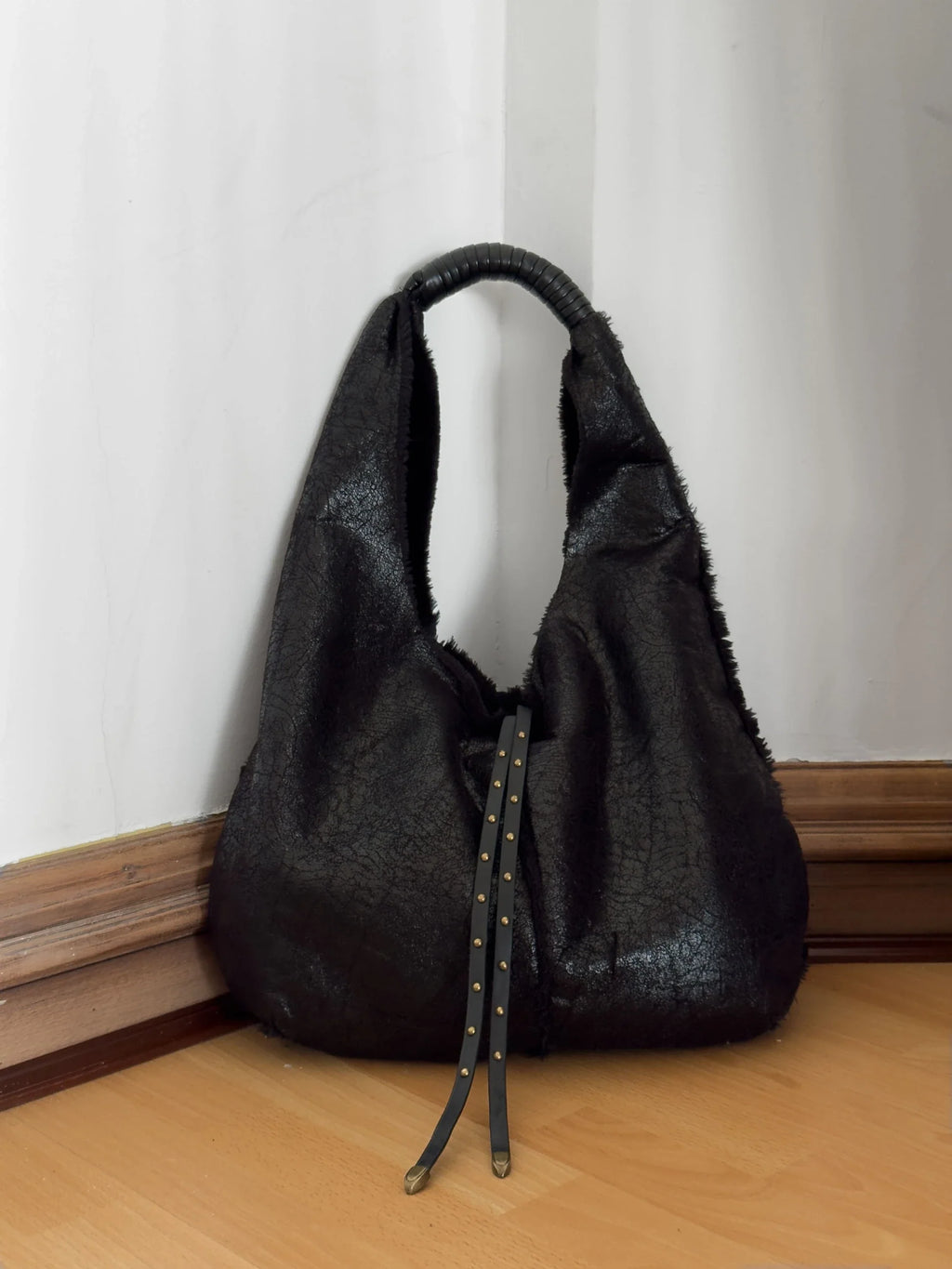 Fur-Trimmed Shoulder Bag
