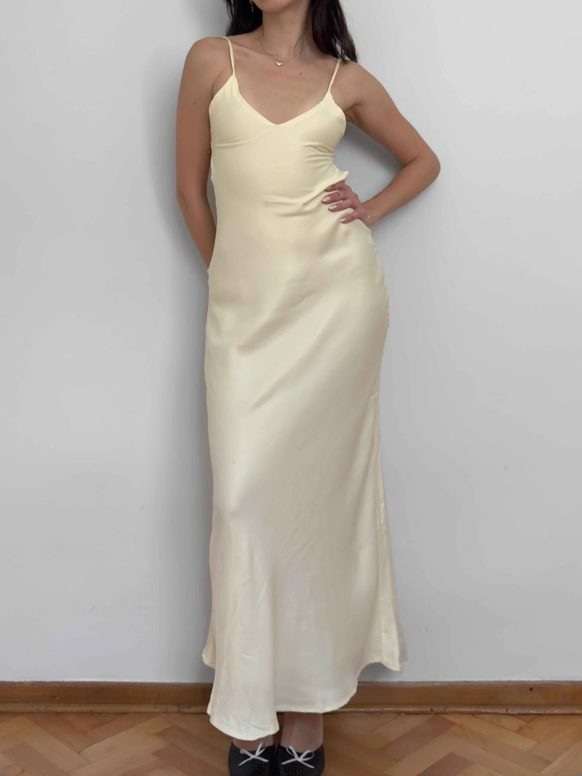 Yellow Satin Dress