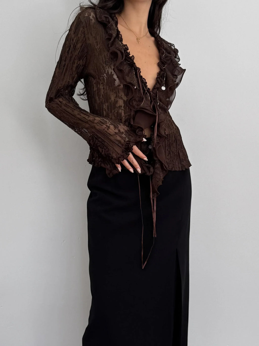 Brown Lace Blouse