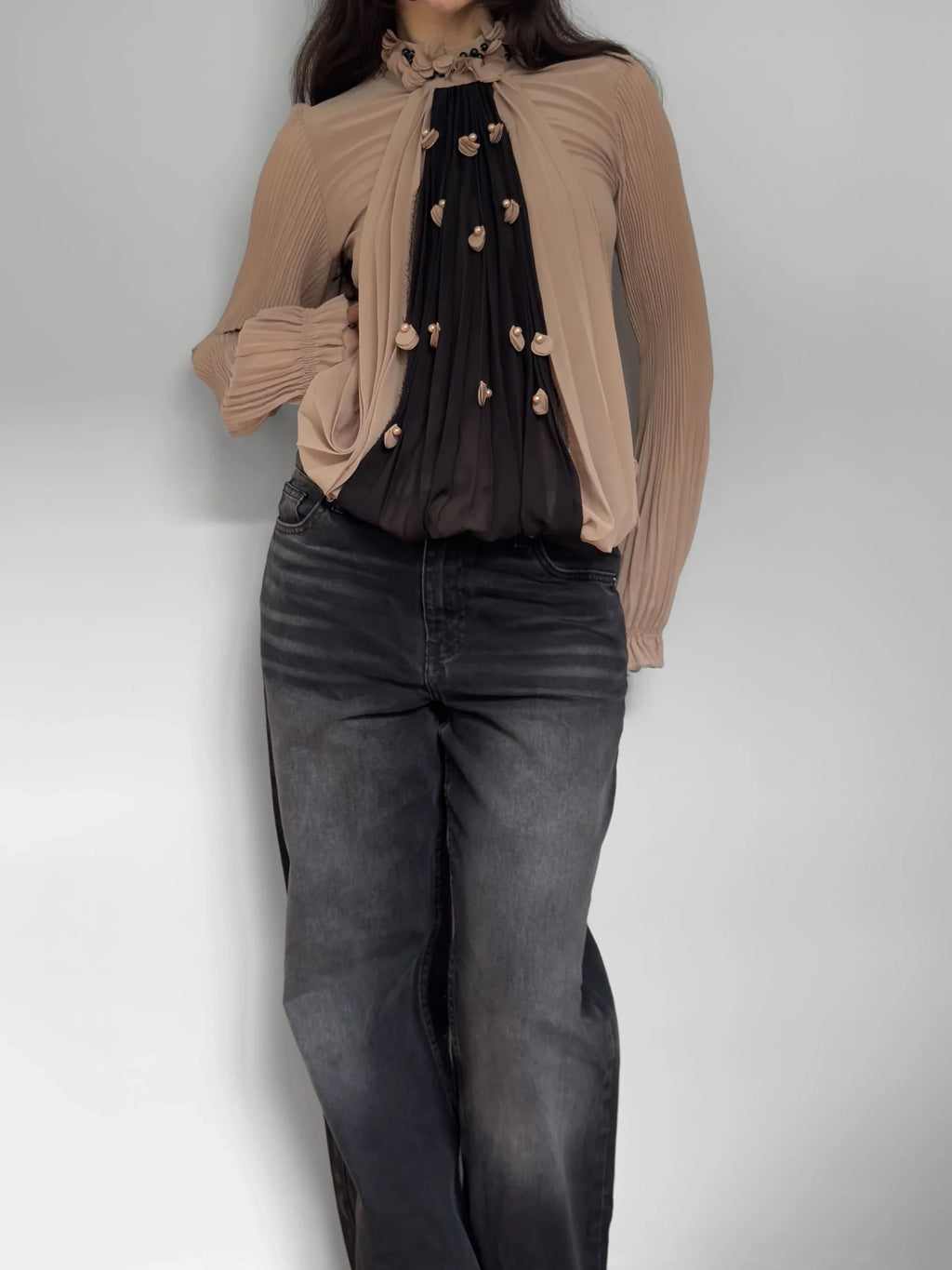 Chiffon-Detailed Blouse