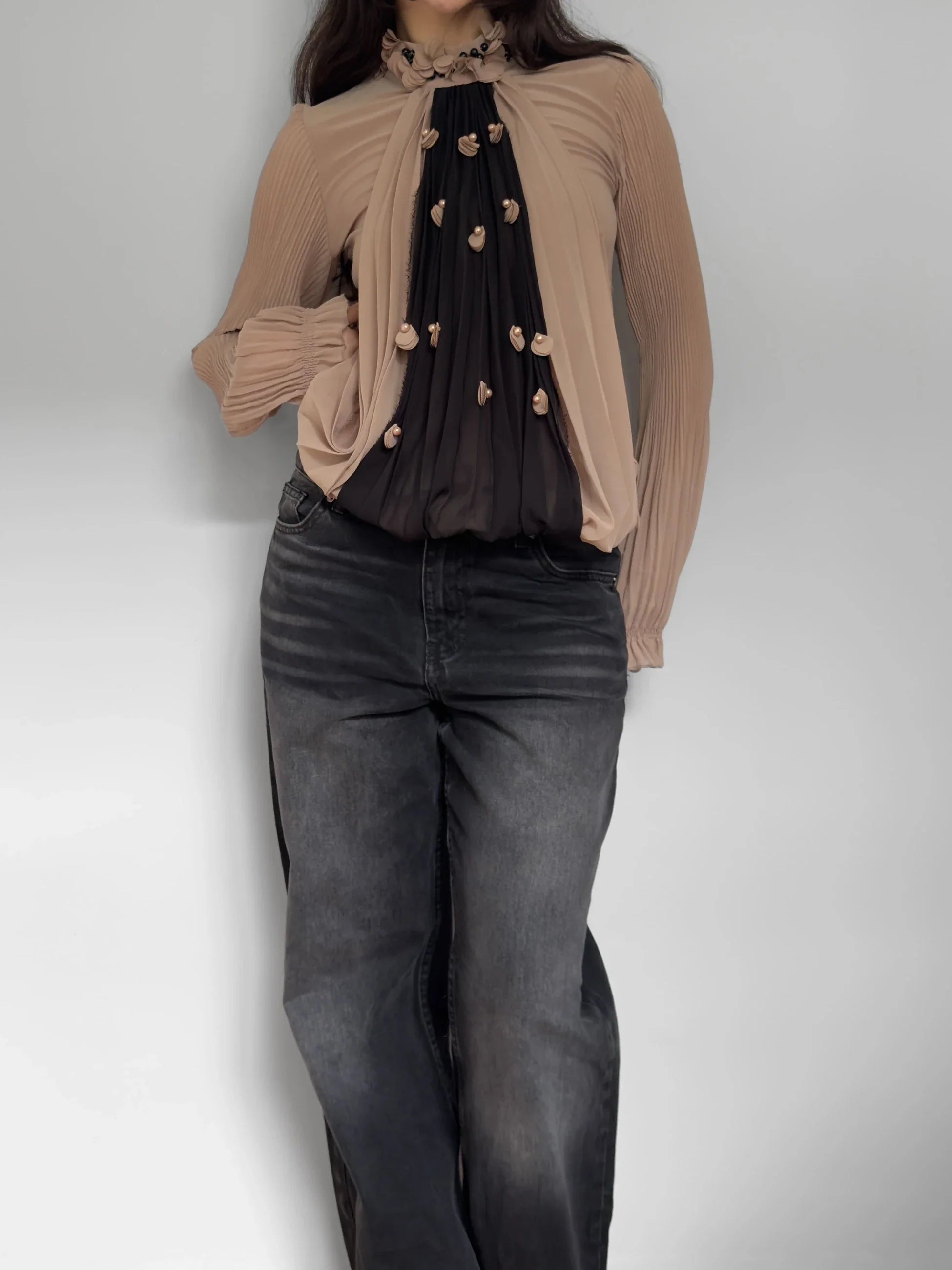 Chiffon-Detailed Blouse