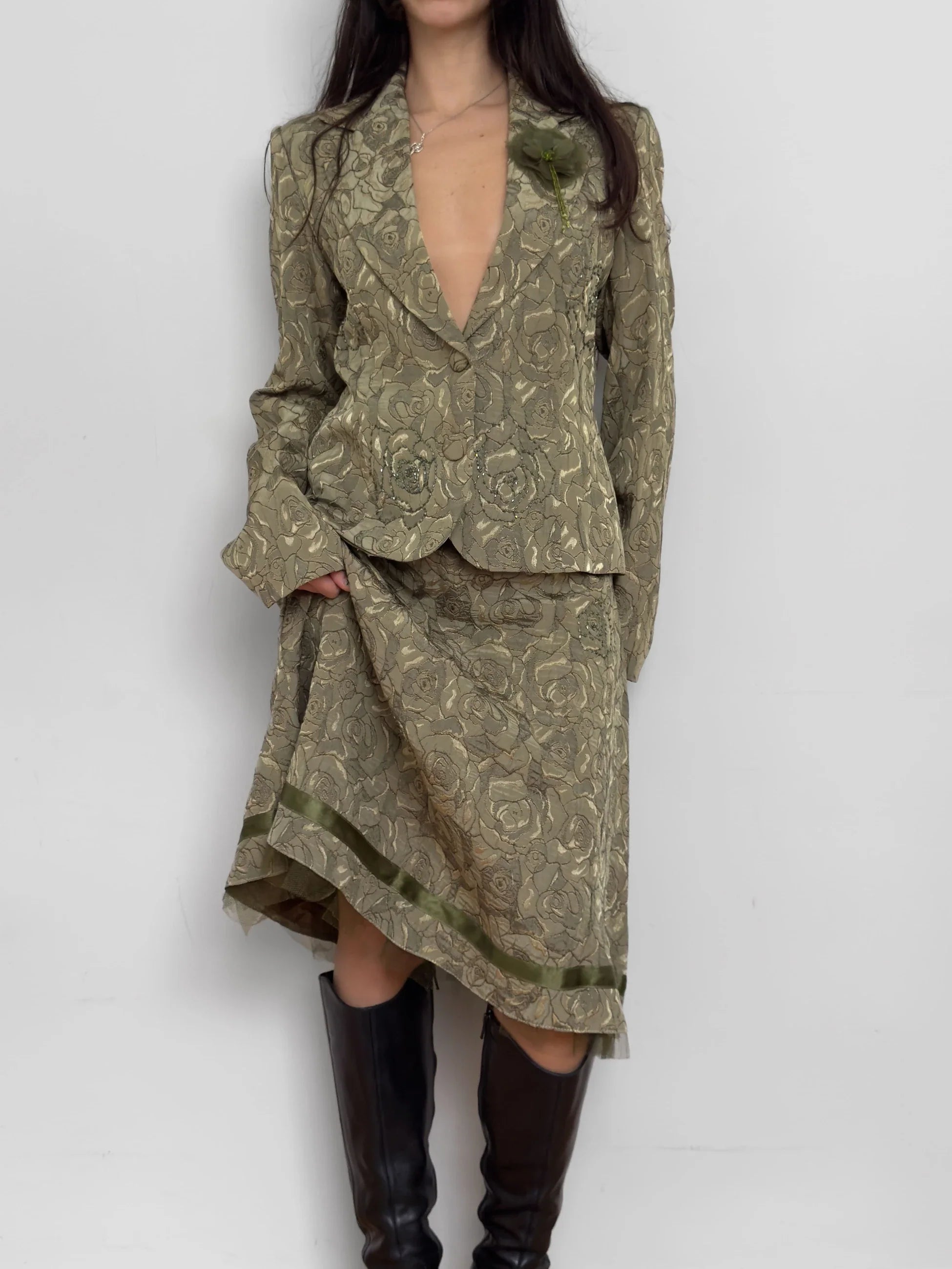 Green Skirted Set