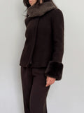 Brown Fur-Trimmed Coat