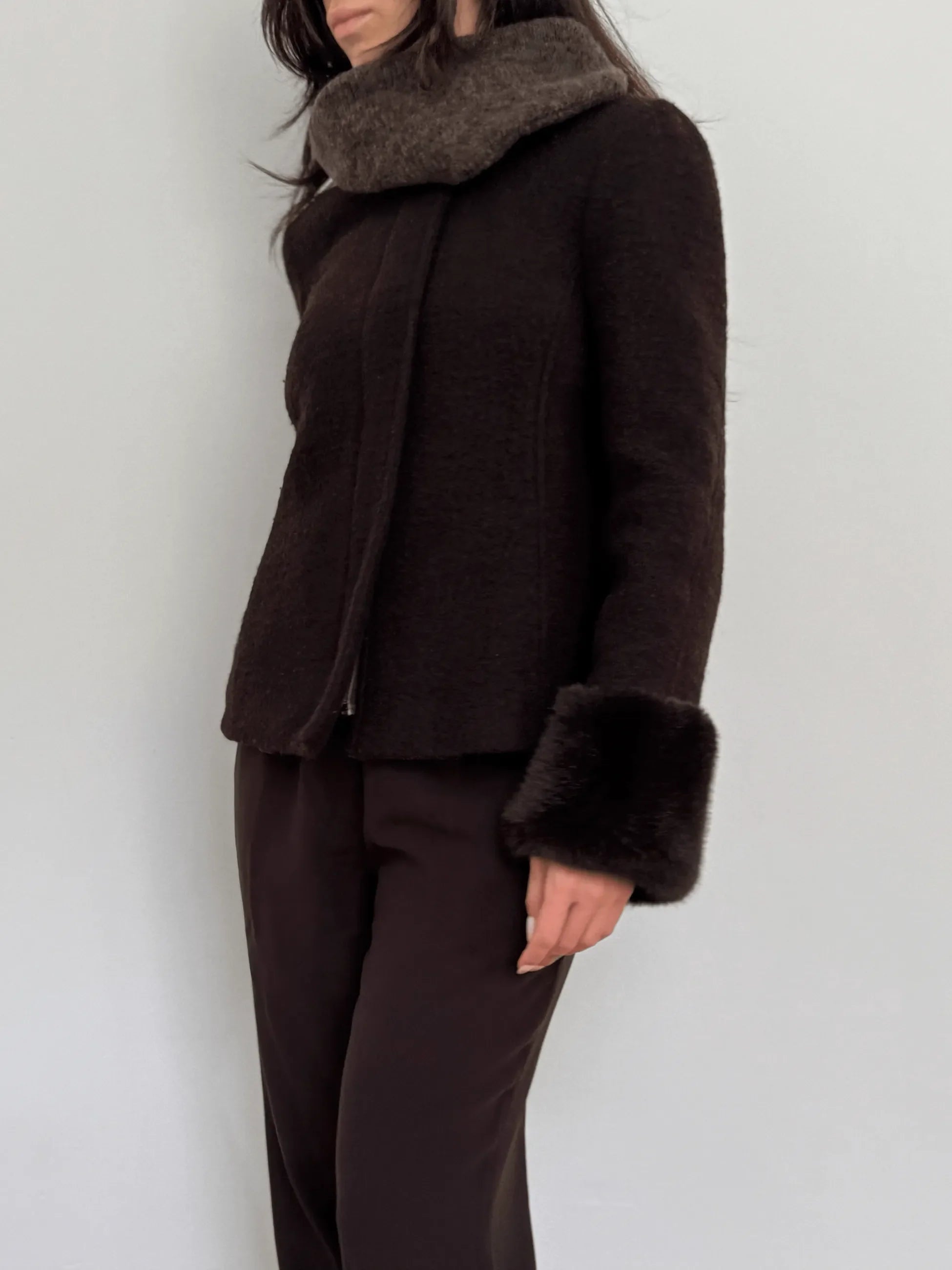 Brown Fur-Trimmed Coat