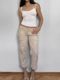 Beige Linen Capri