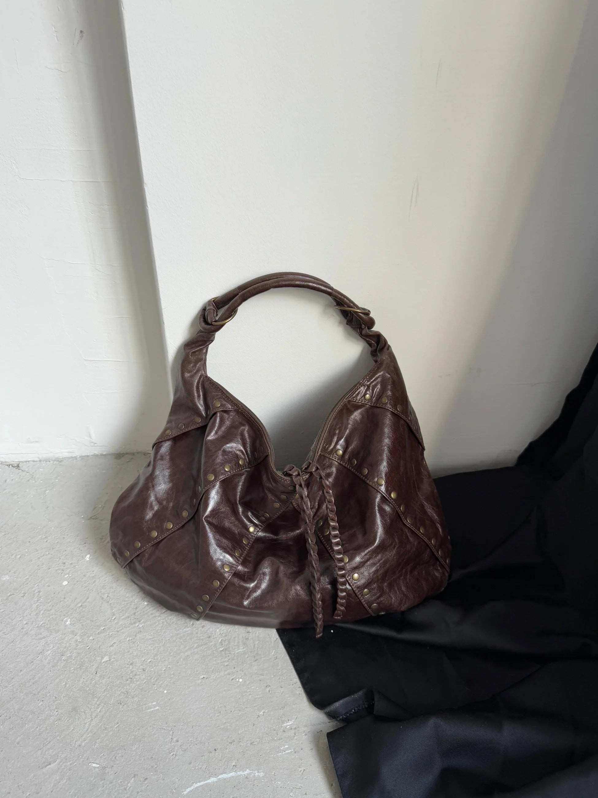 Vakko Leather Hobo Bag