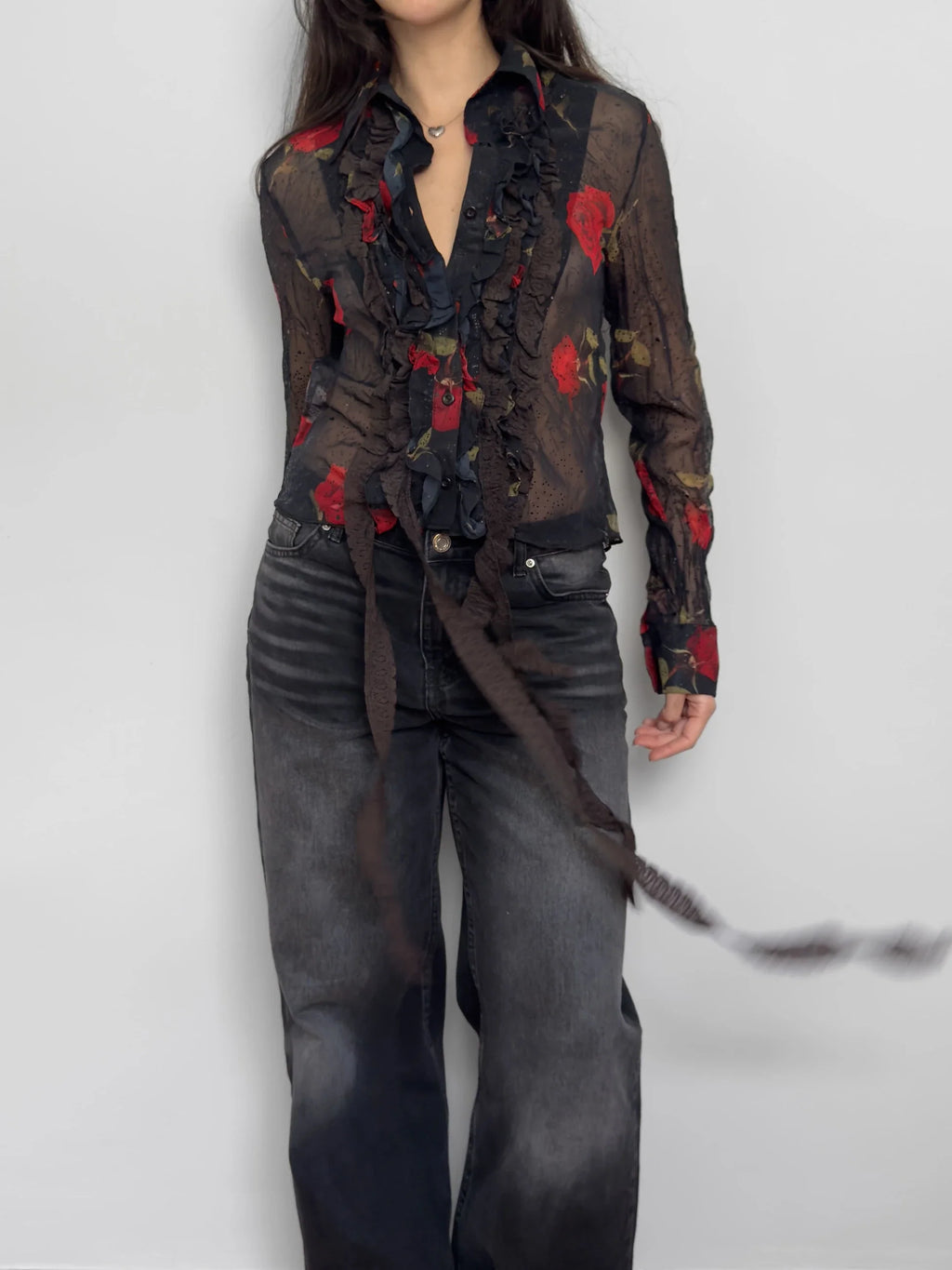 Ruffled Chiffon Shirt