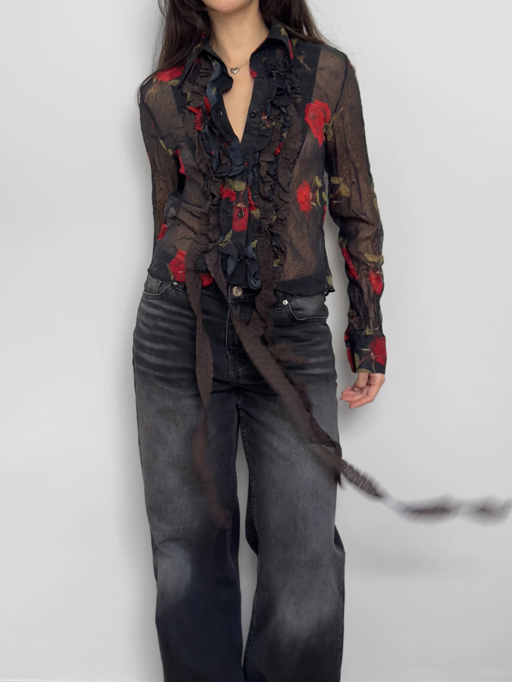 Ruffled Chiffon Shirt