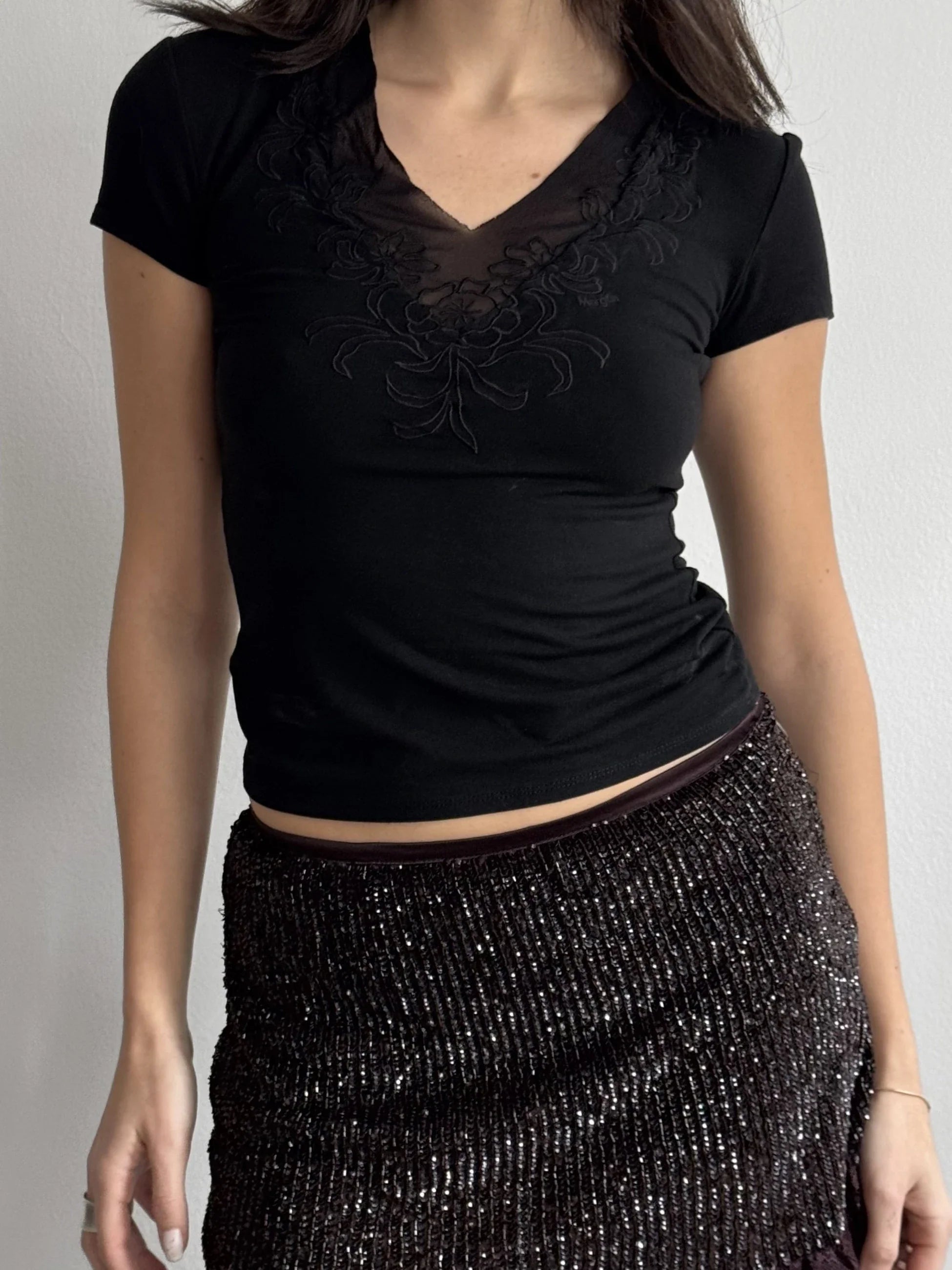 Morgan Tulle-Detailed Blouse