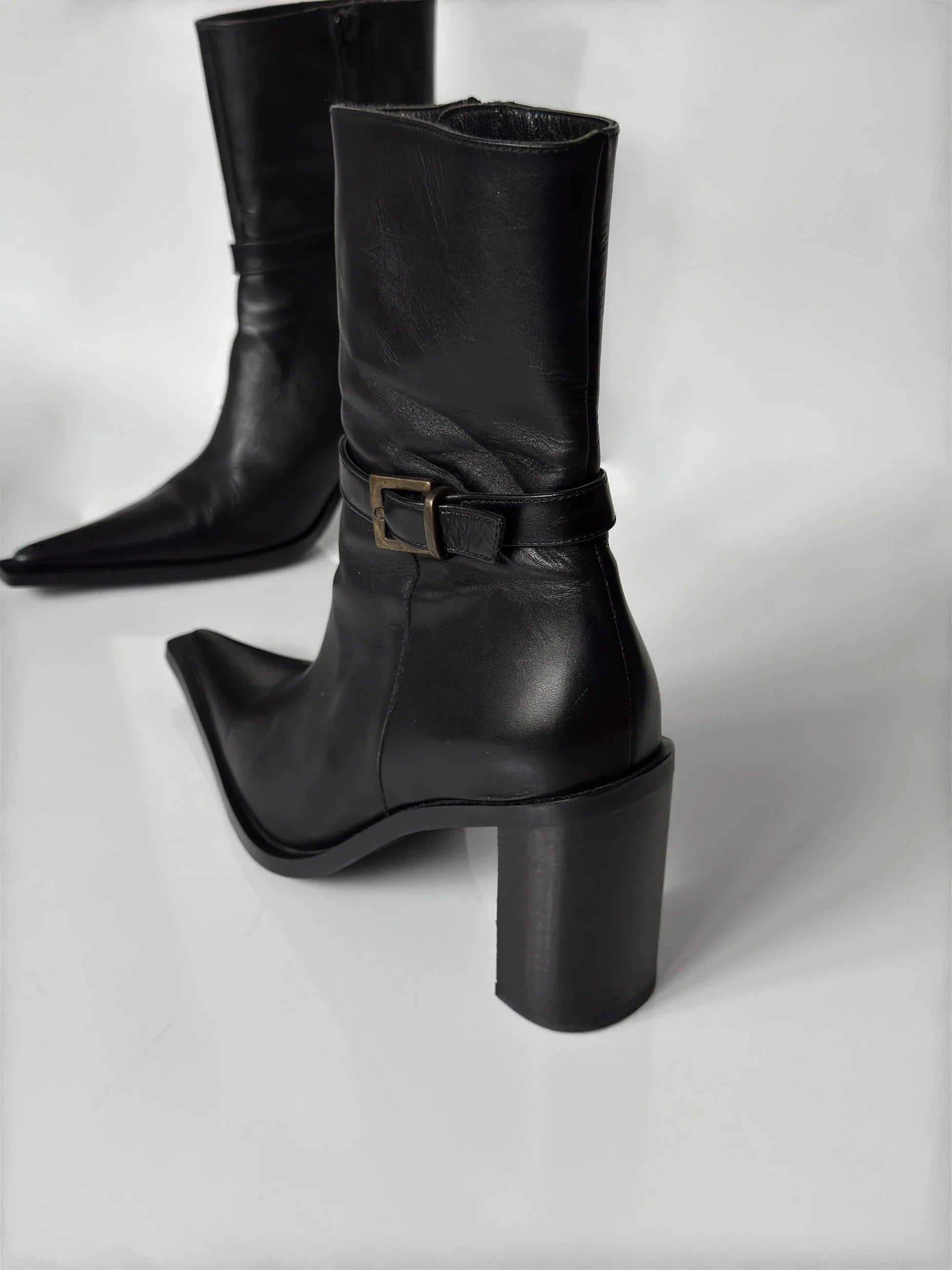 Black Leather Ankle Boot