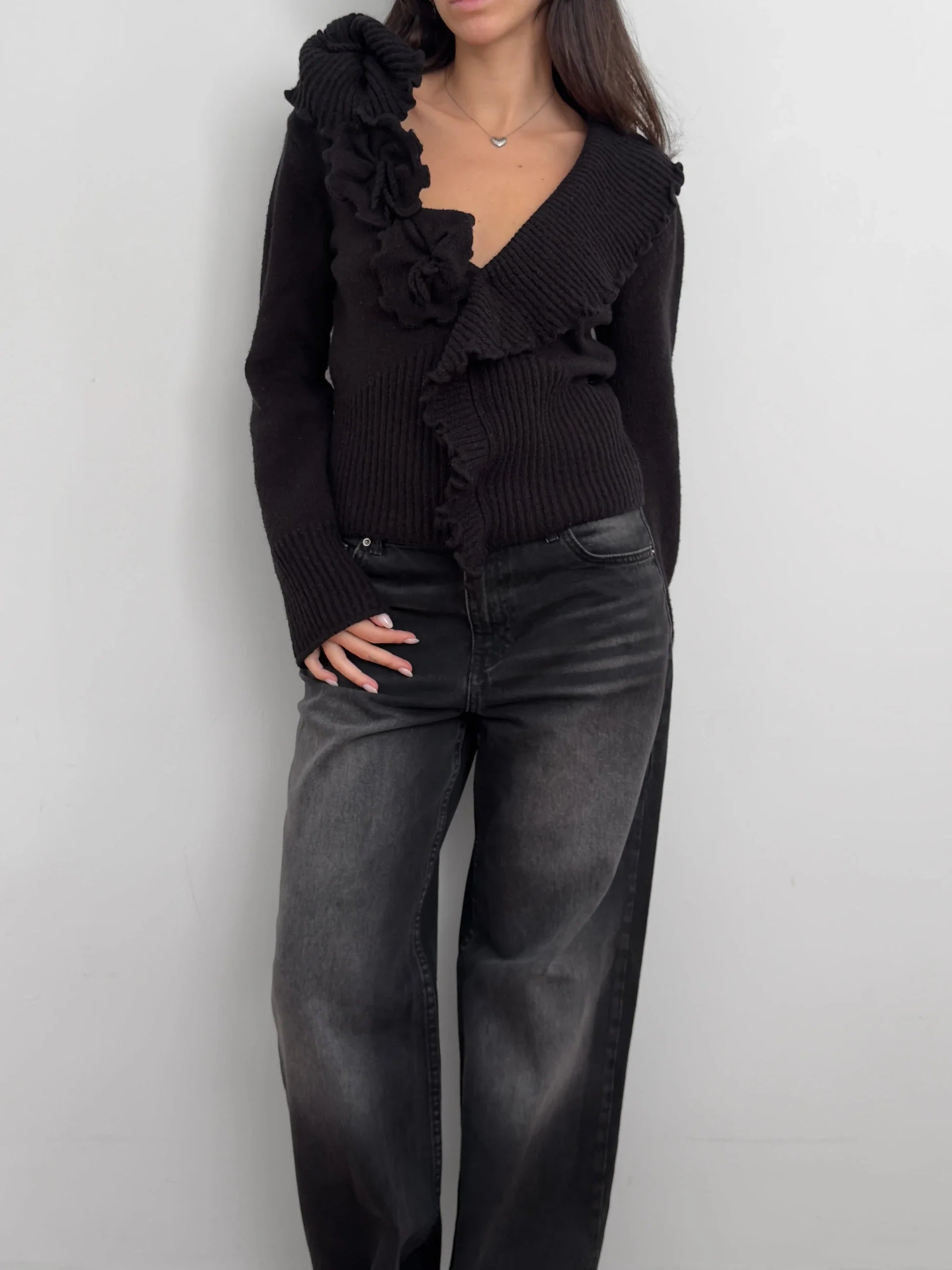 Black Wool Cardigan