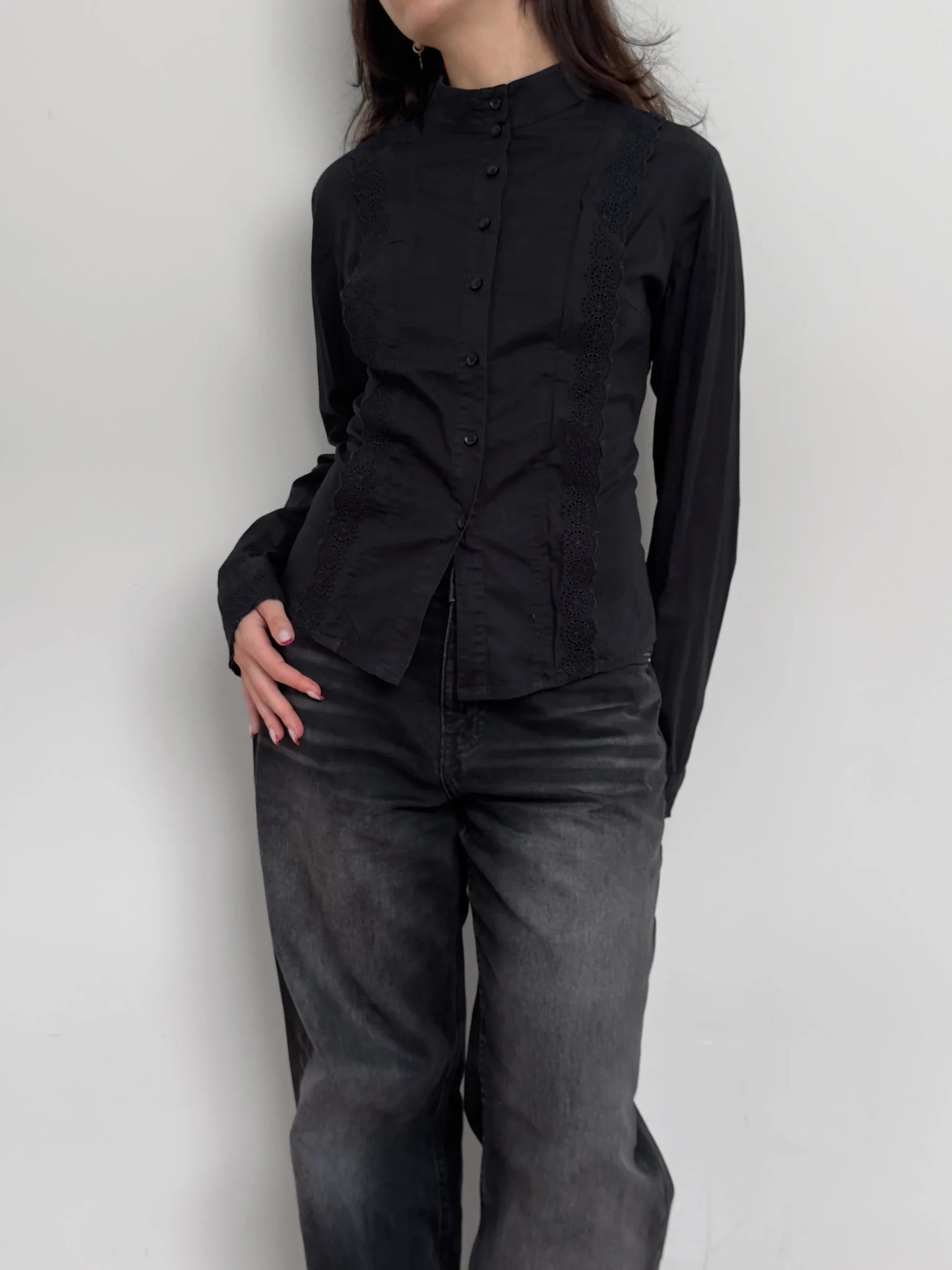 Black Eyelet Shirt