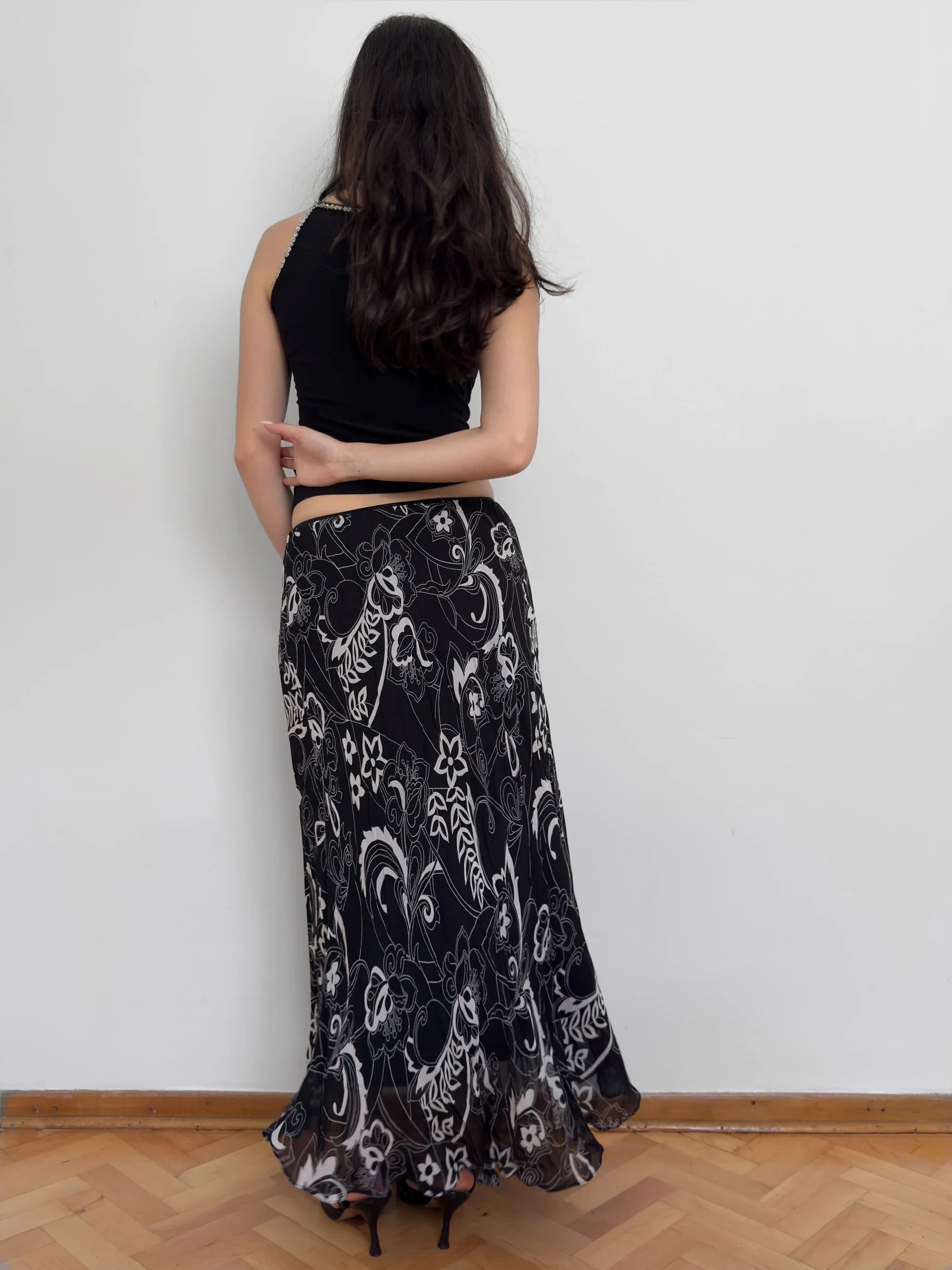 Patterned Chiffon Skirt