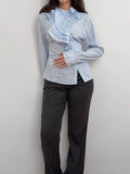Collar-Detailed Blue Shirt