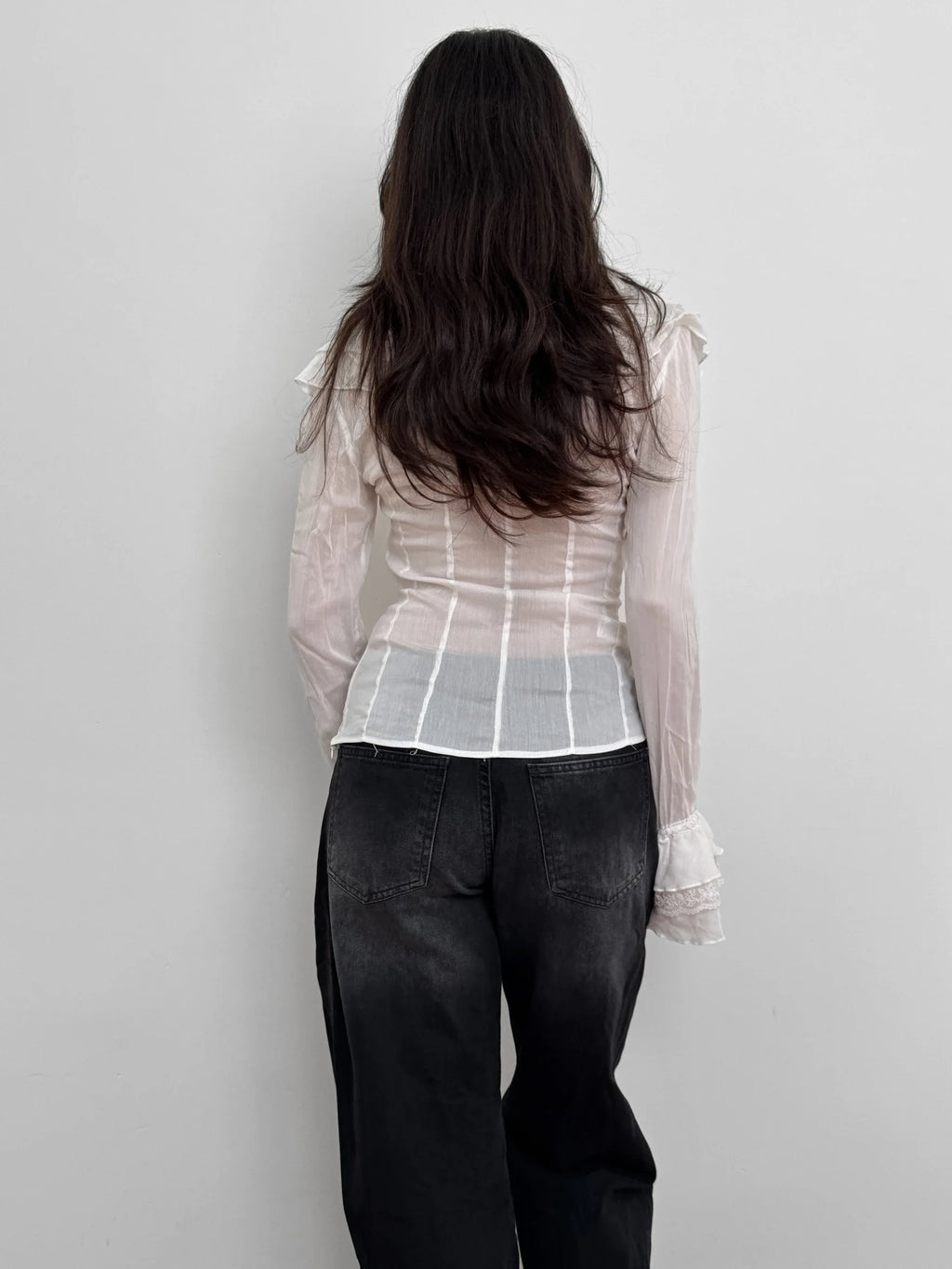 Ruffled %100 Cotton Blouse