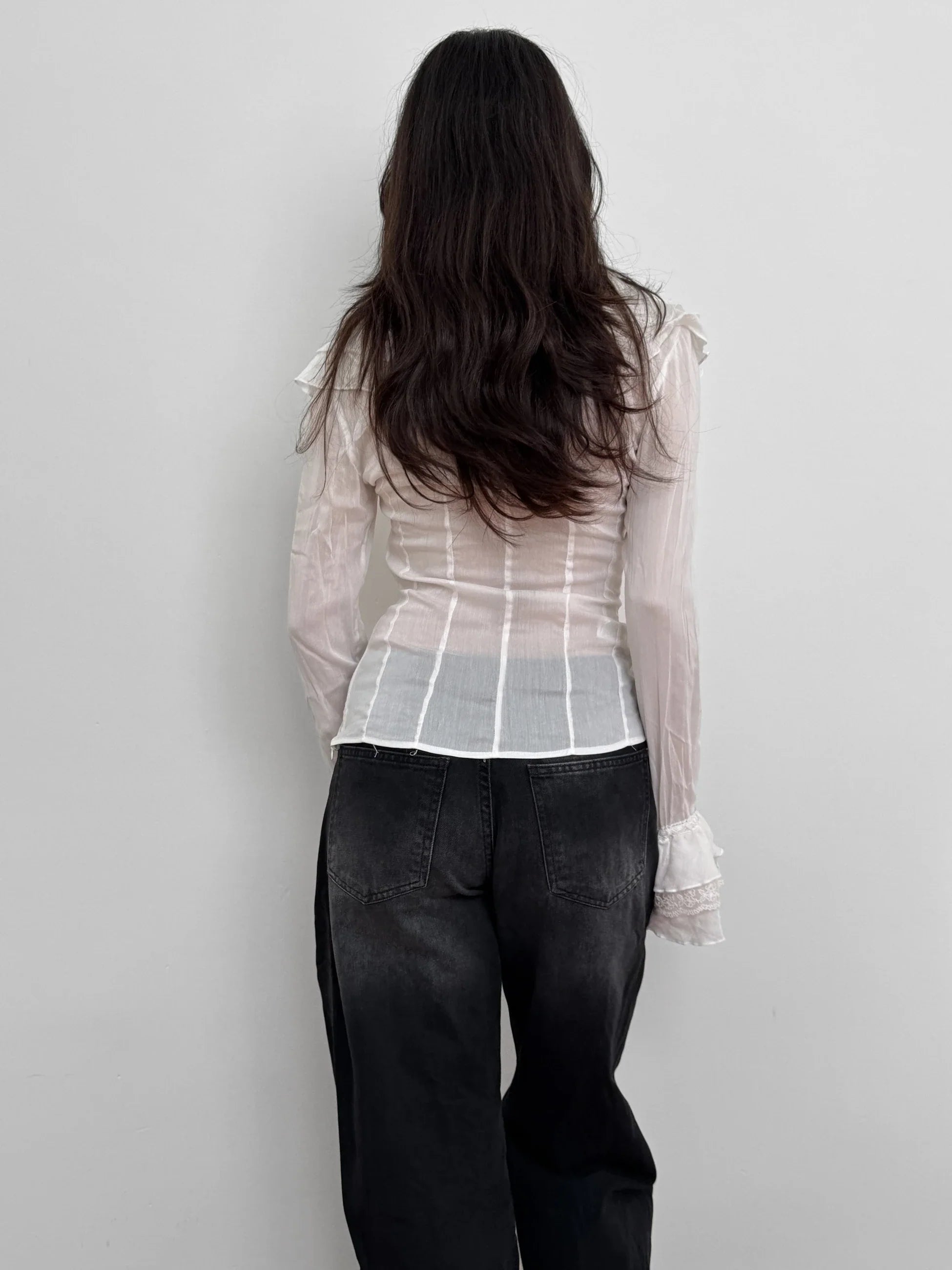 Ruffled %100 Cotton Blouse
