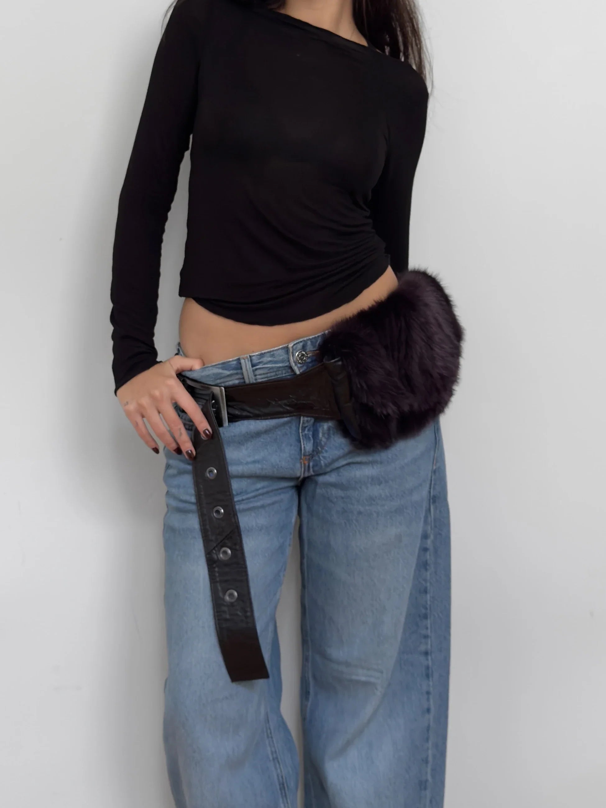 Fur-Trimmed Belted Waist Bag