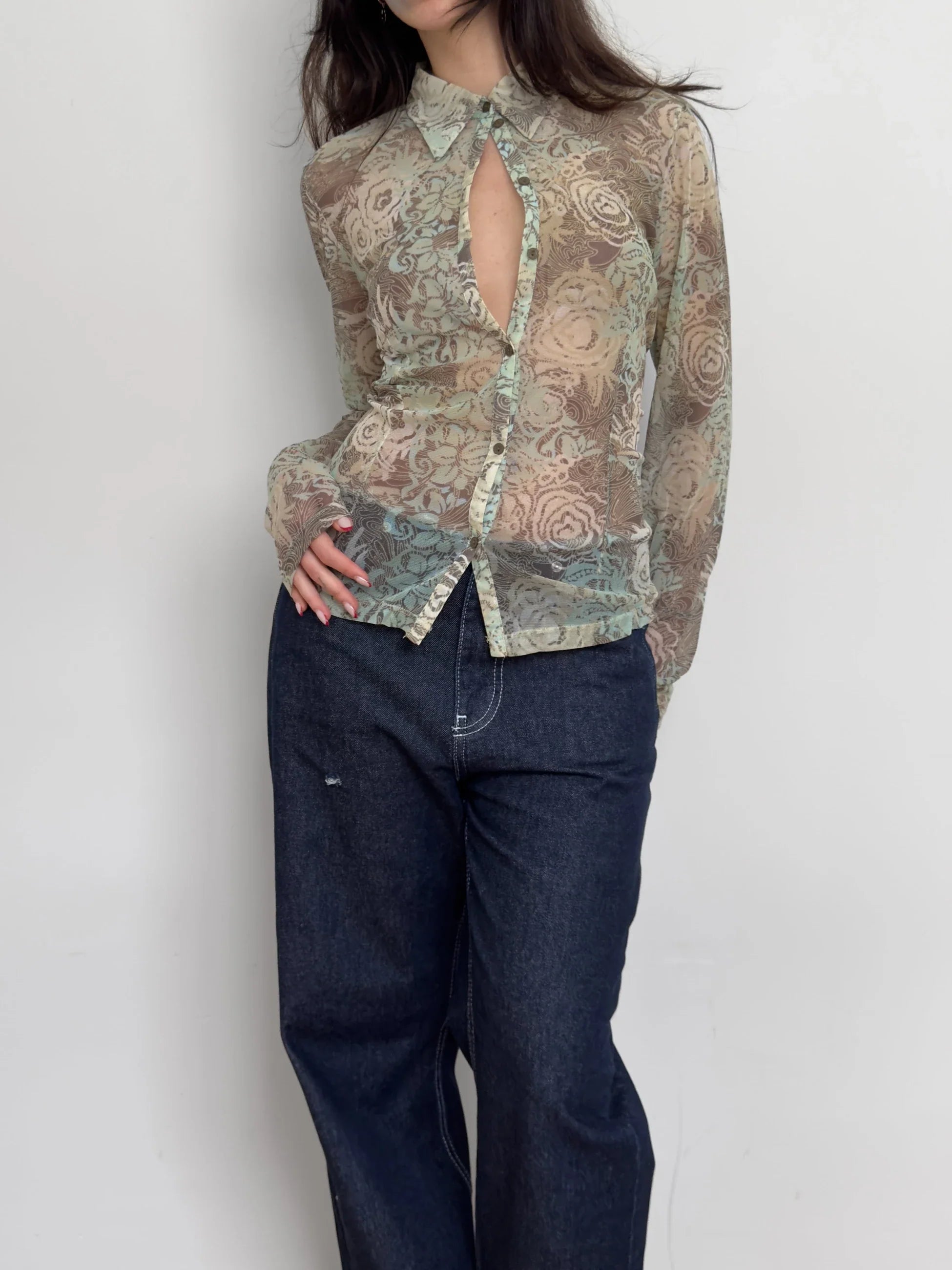 Patterned Tulle Shirt