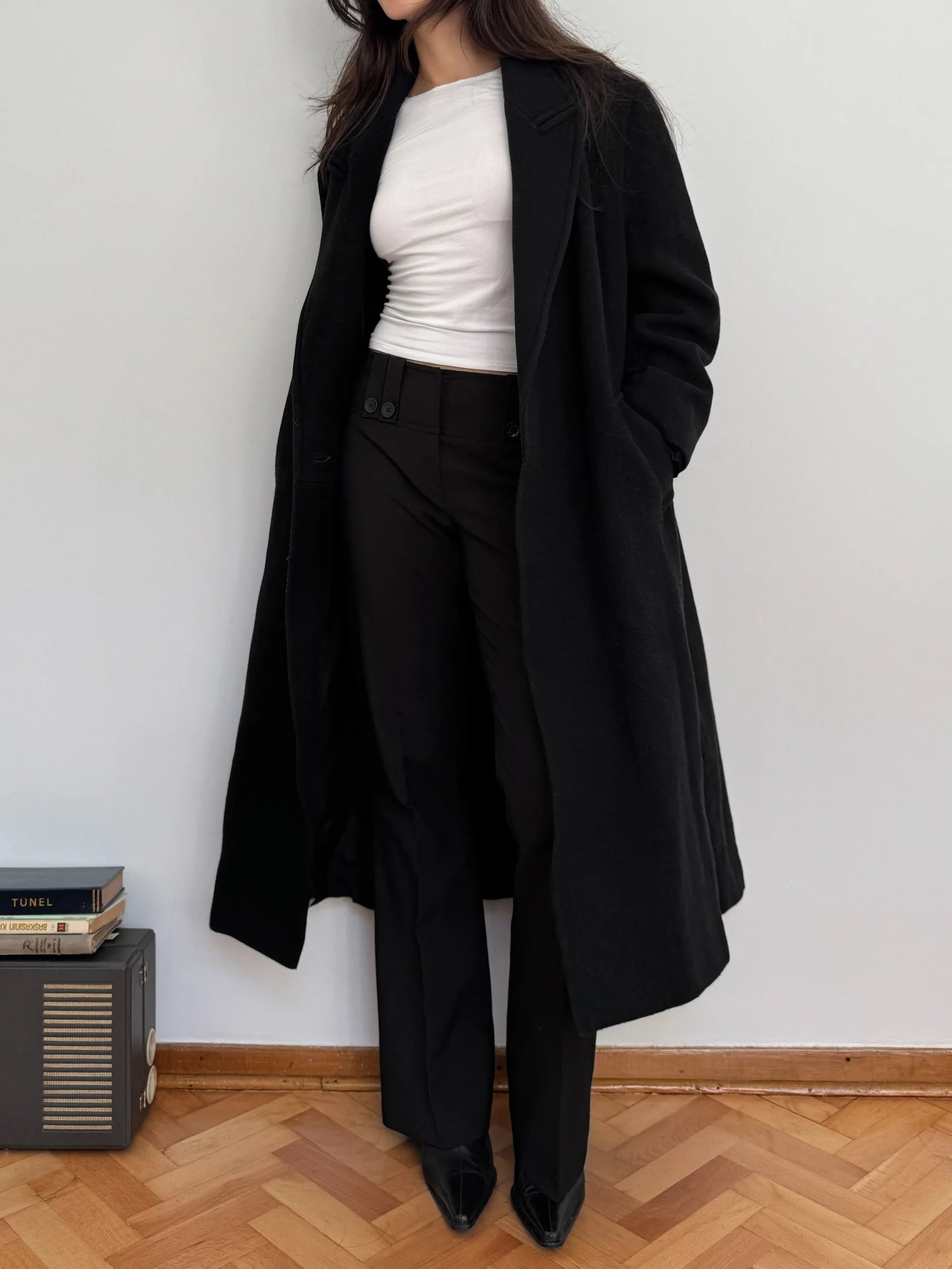 Black Wool Blend Coat