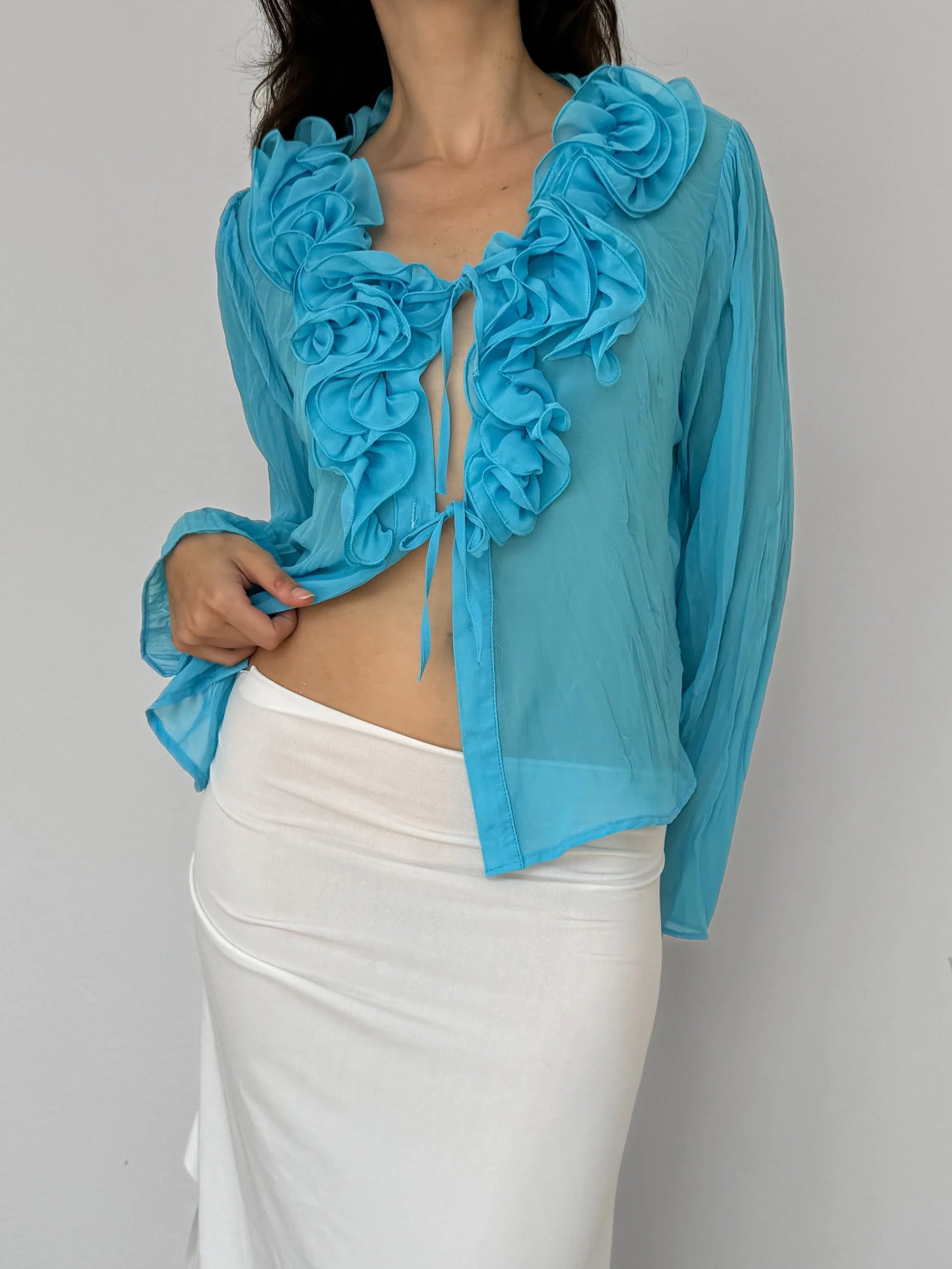 Blue Tulle Blouse
