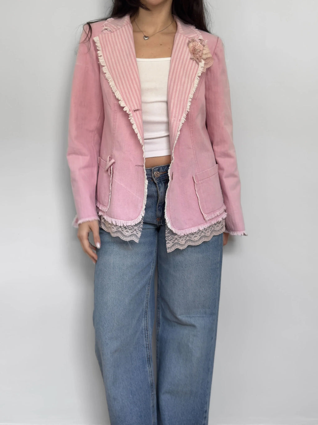 Lace-Detailed Pink Jacket