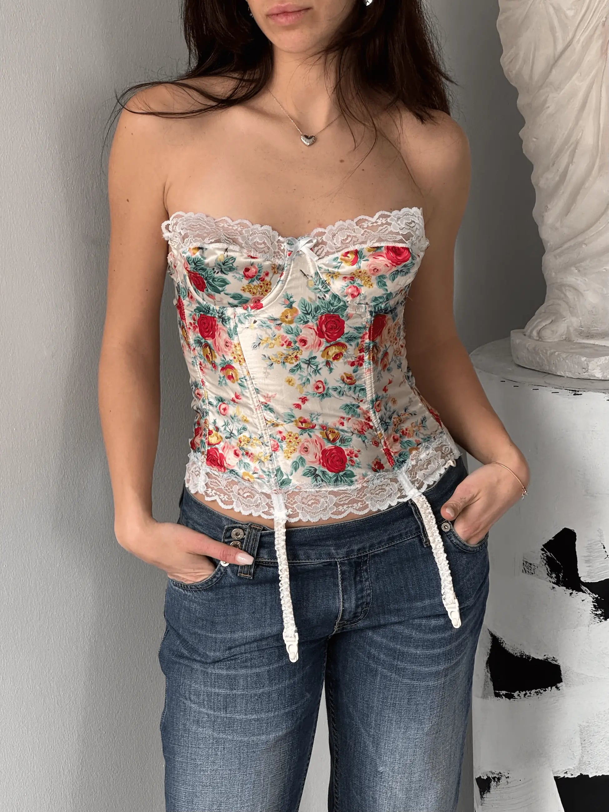 Floral Satin Corset