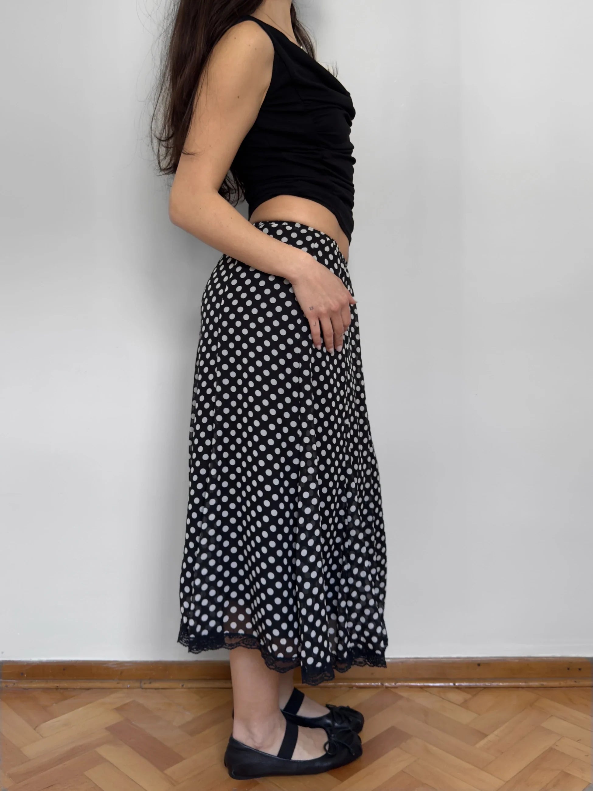 Polka Dot Chiffon Skirt