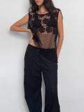 Black Pointelle Blouse