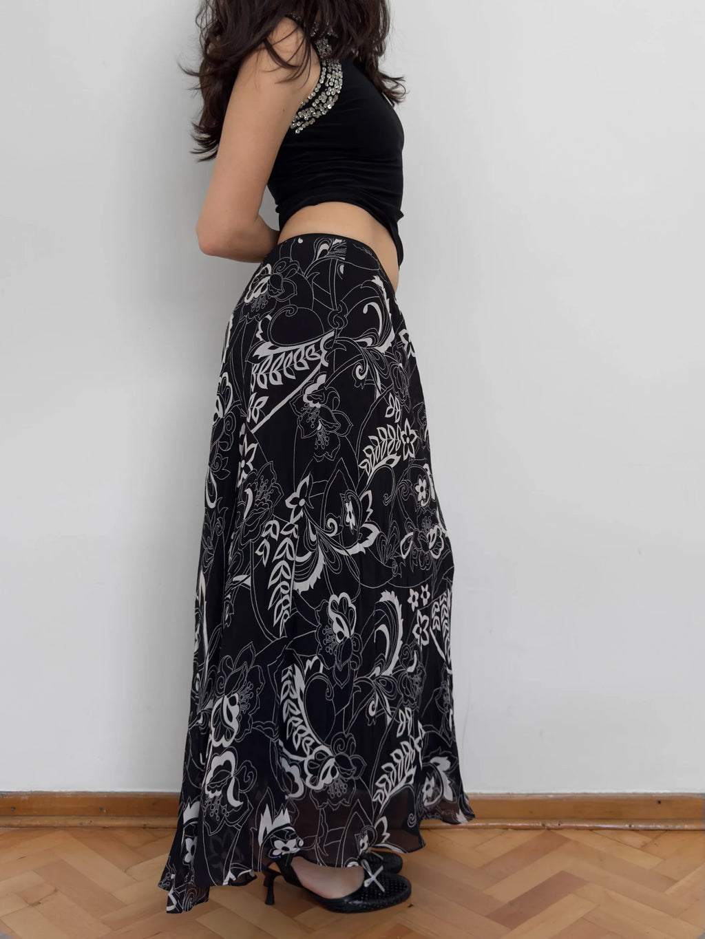 Patterned Chiffon Skirt