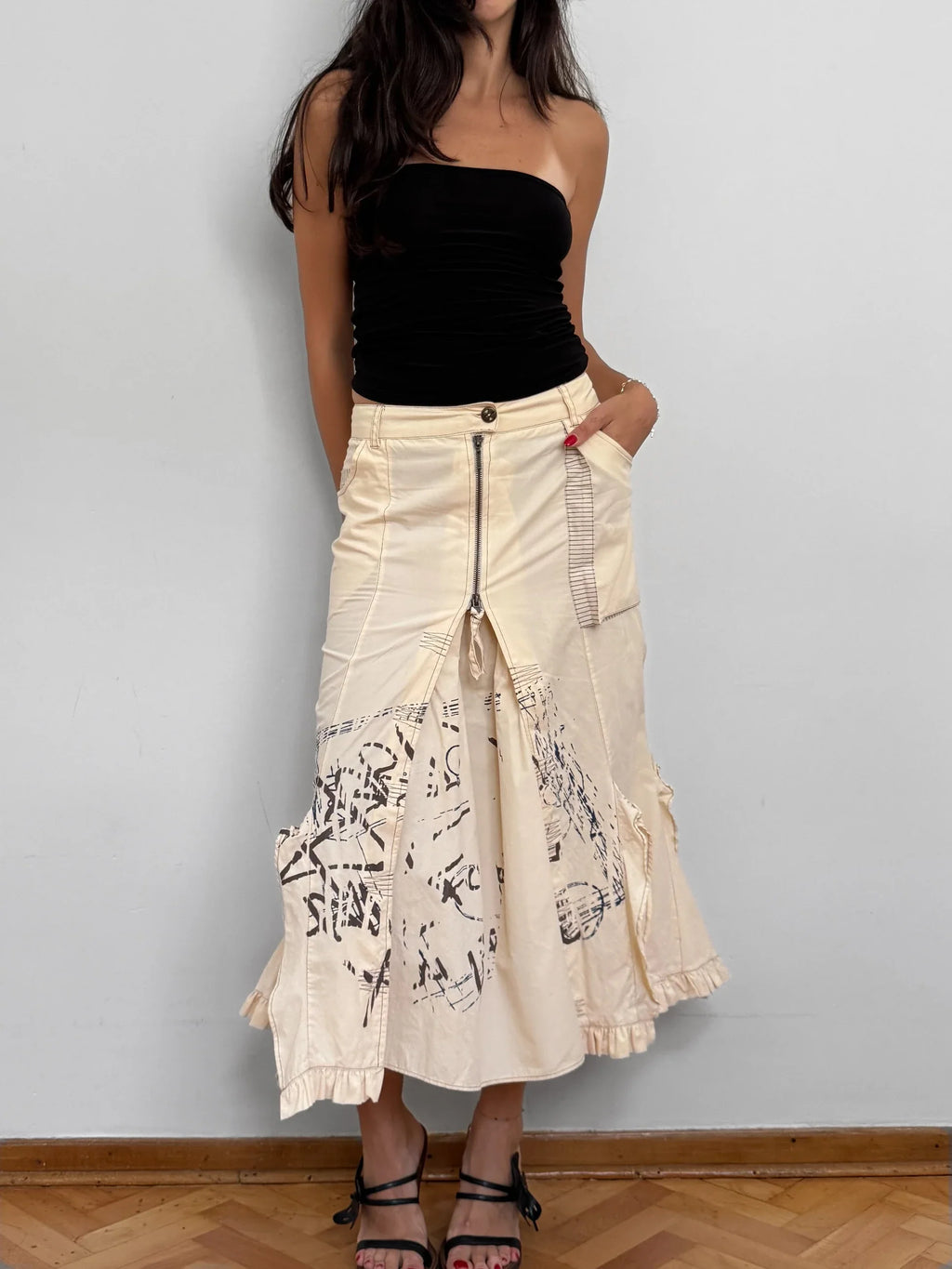 Cream Midi Skirt