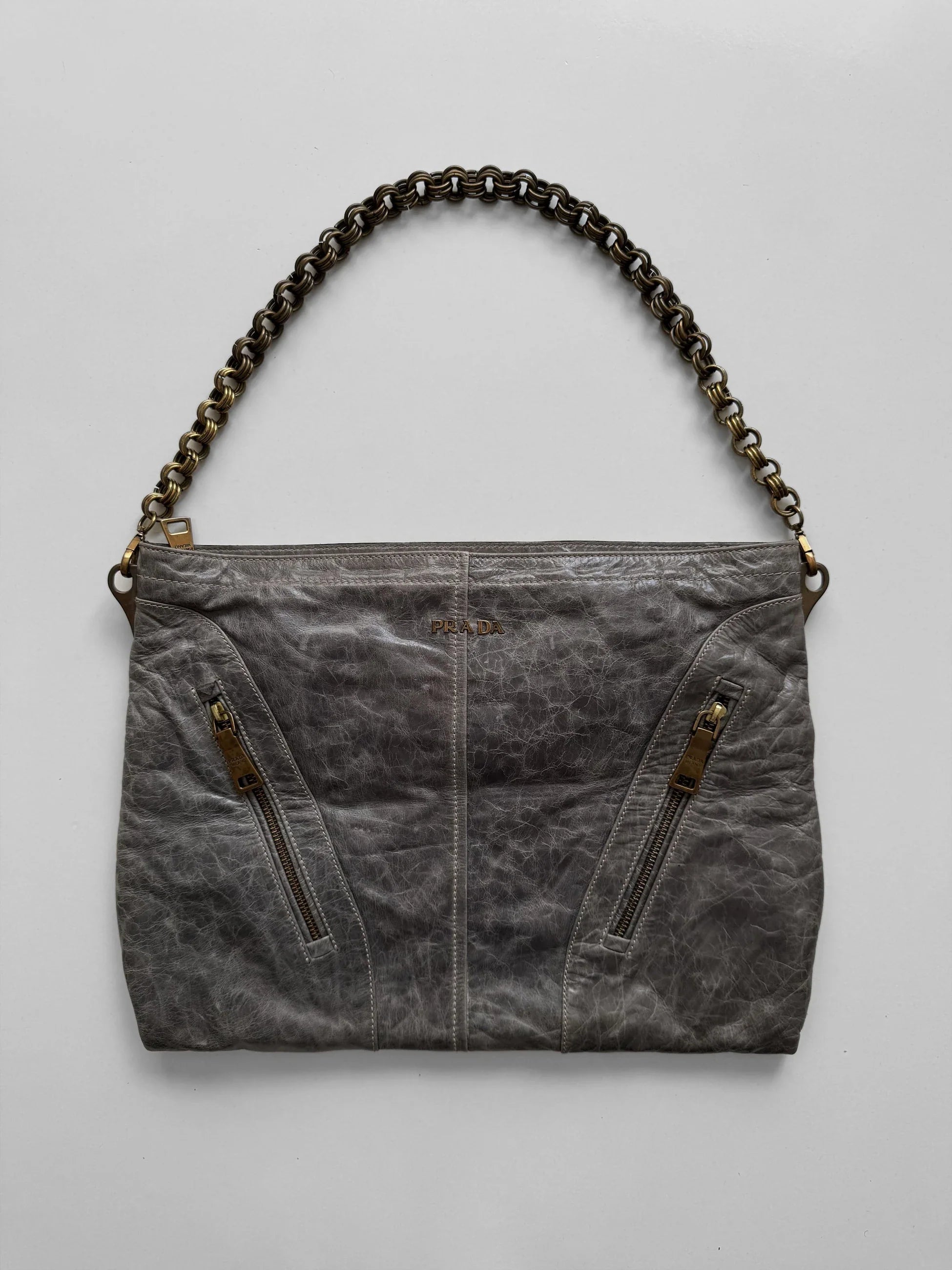 Prada Grey Leather Bag