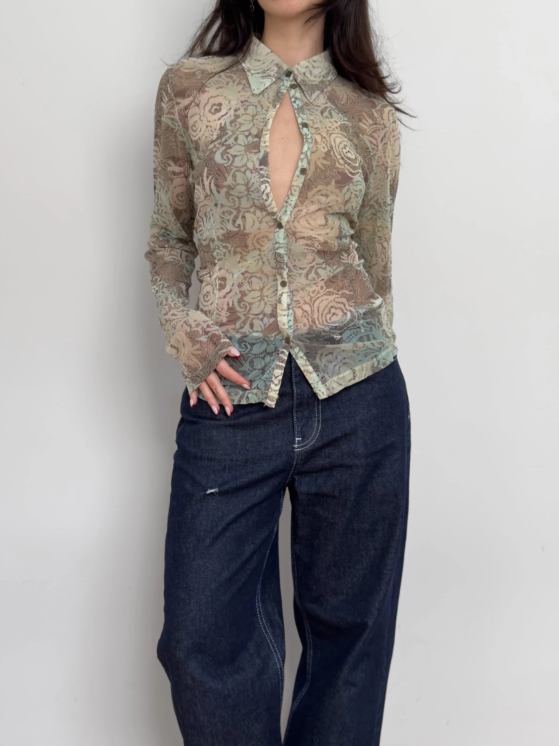 Patterned Tulle Shirt