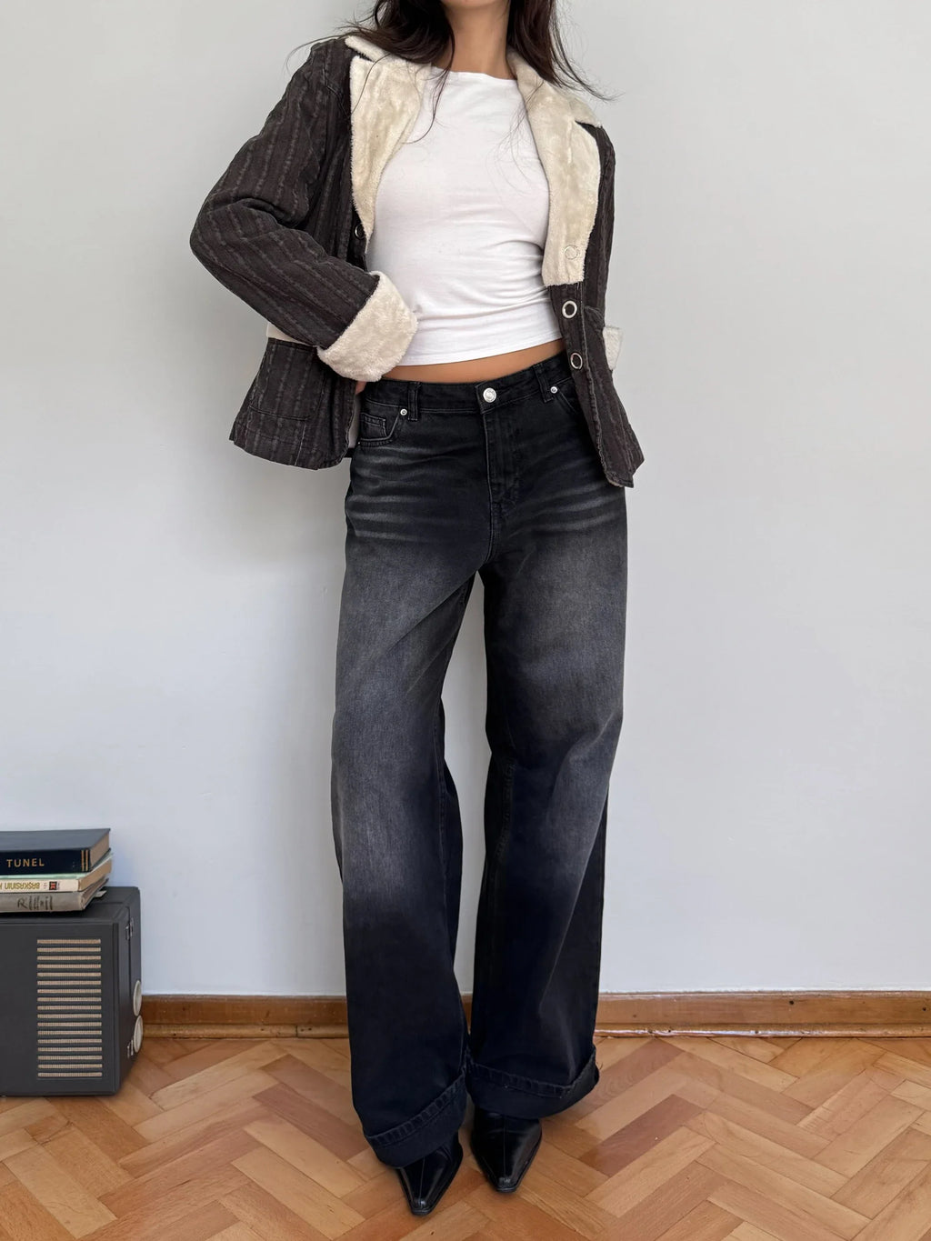 Fur-Trimmed Denim Jacket