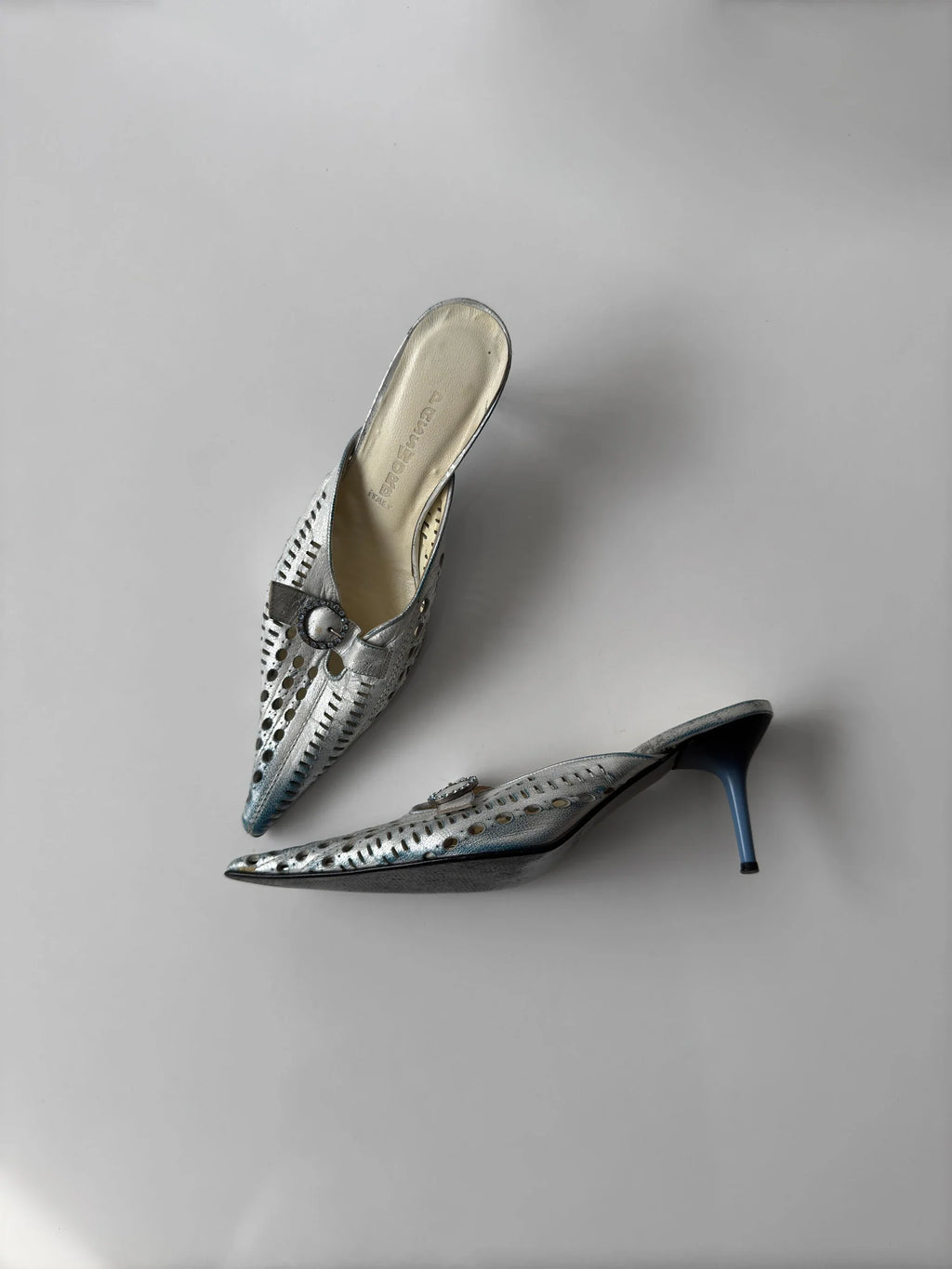 Metallic Heeled Mules