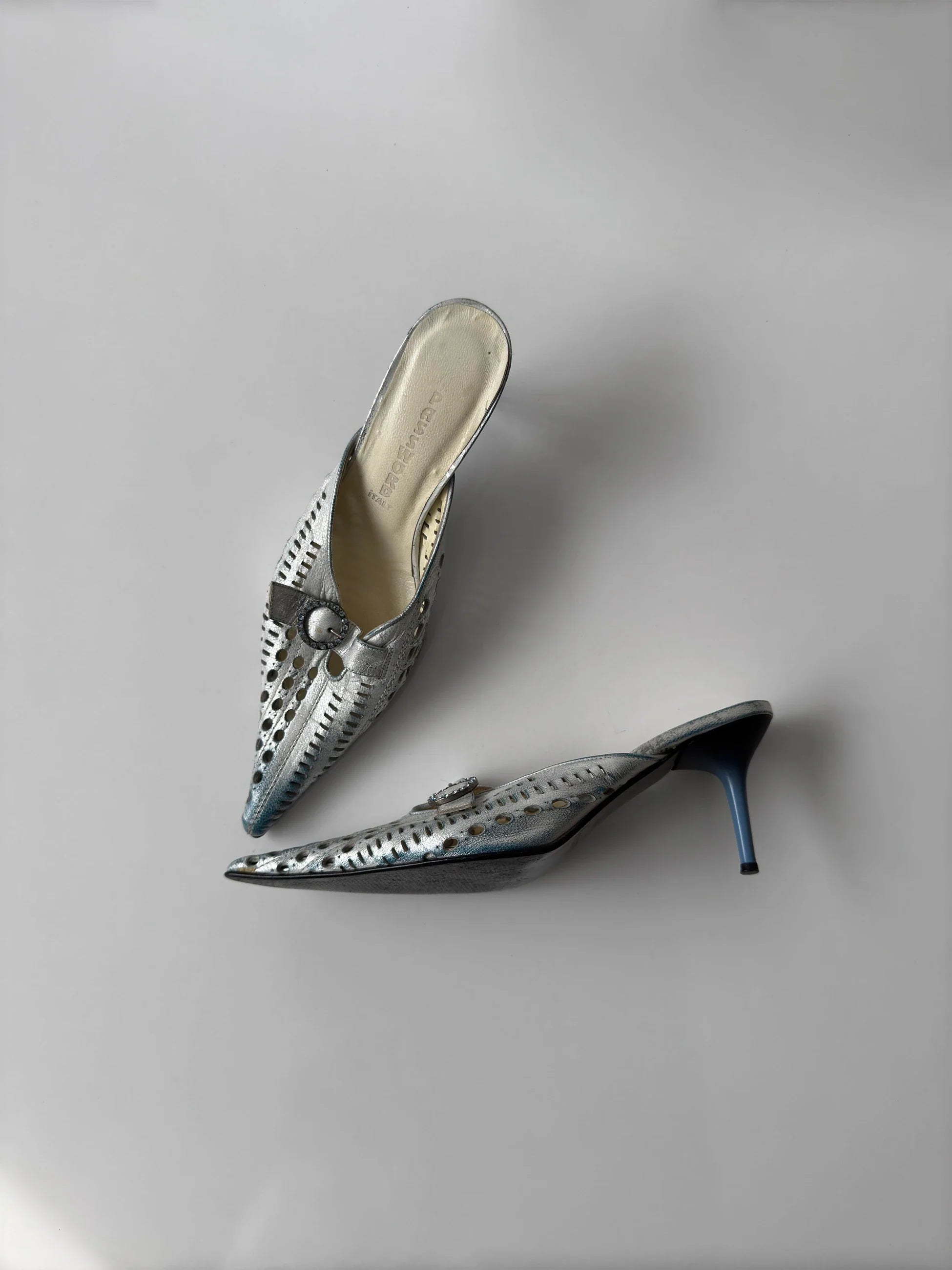 Metallic Heeled Mules