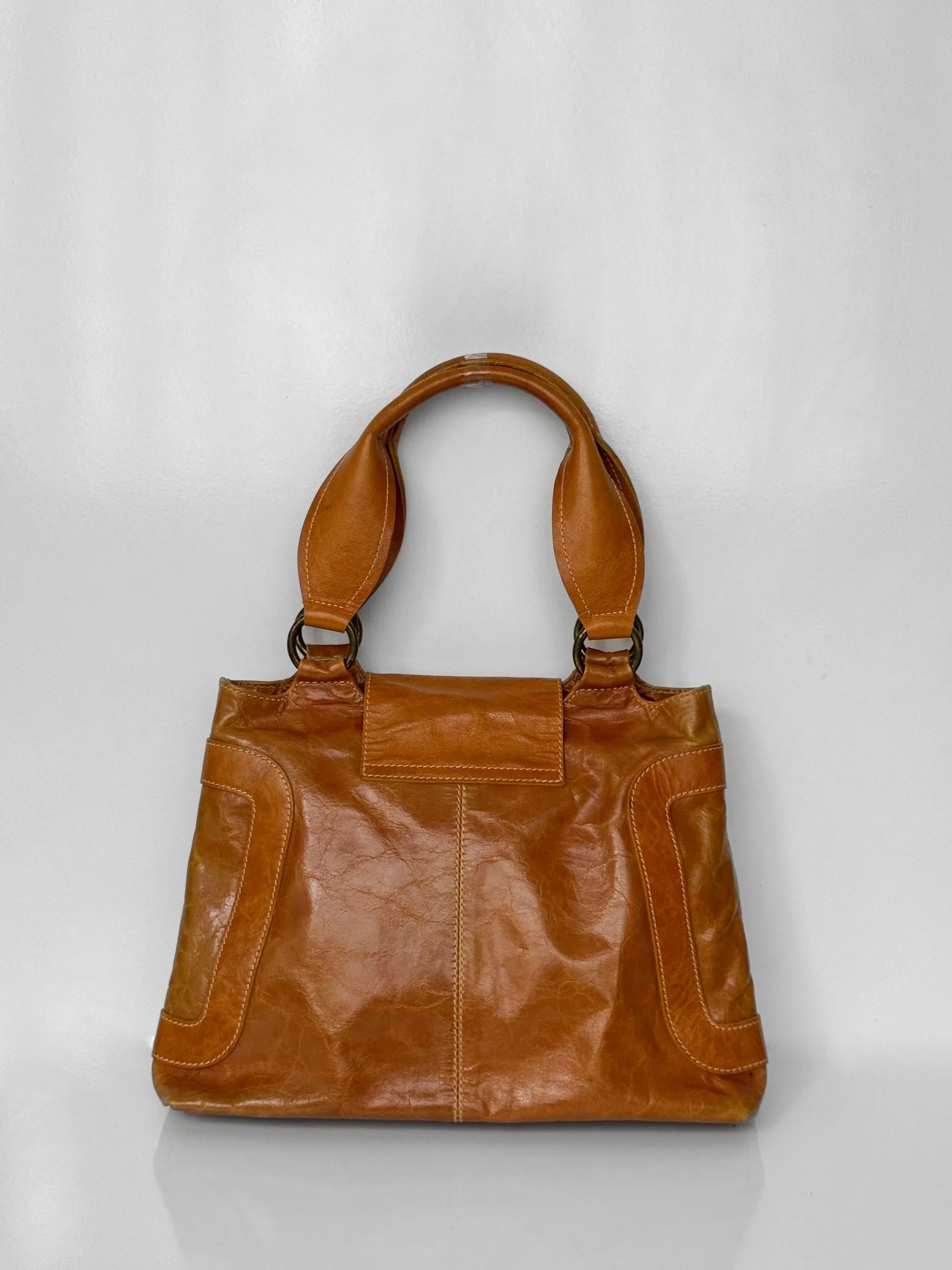 Orange Leather Clutch Bag