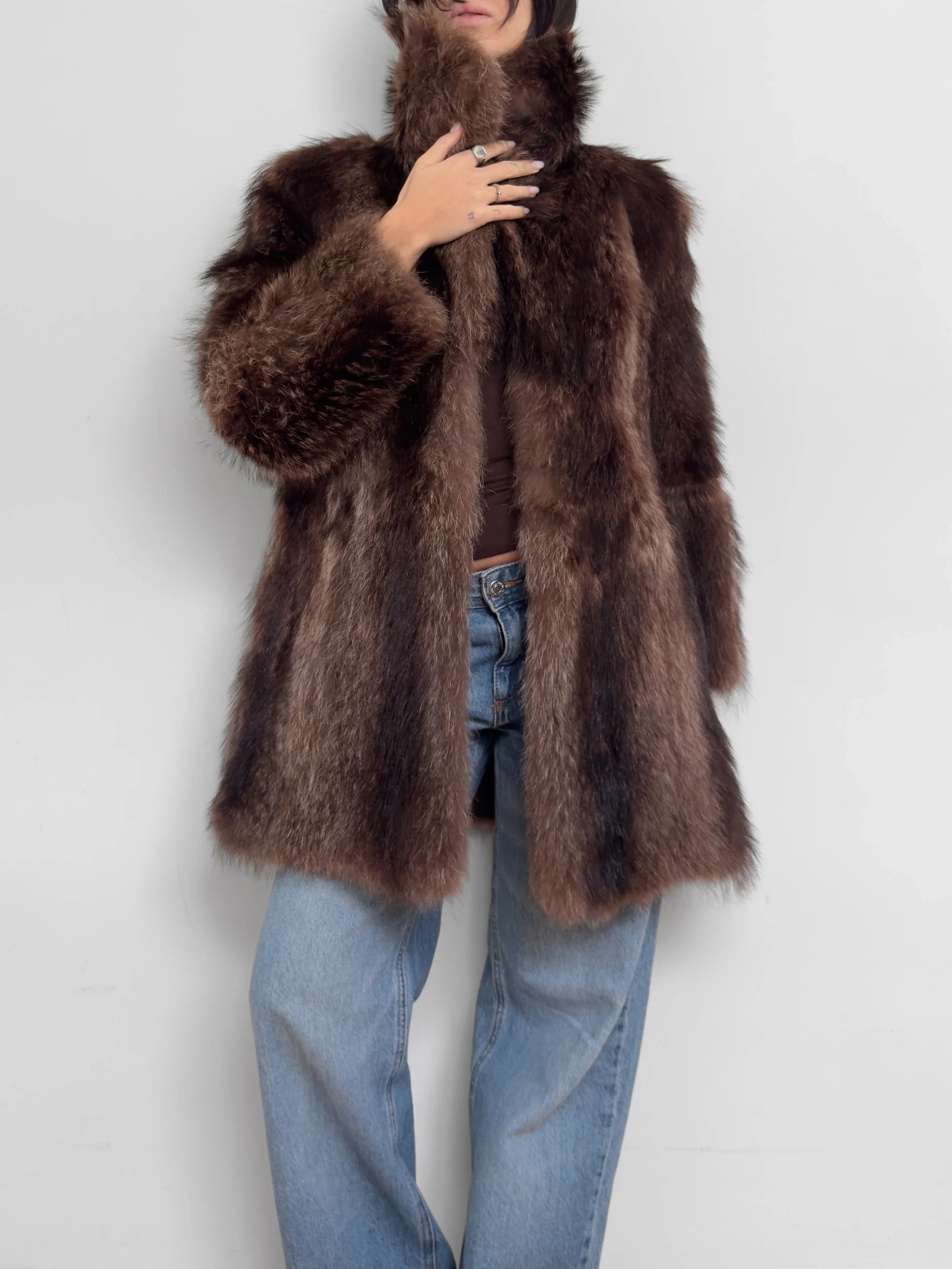 Brown Midi Fur Coat