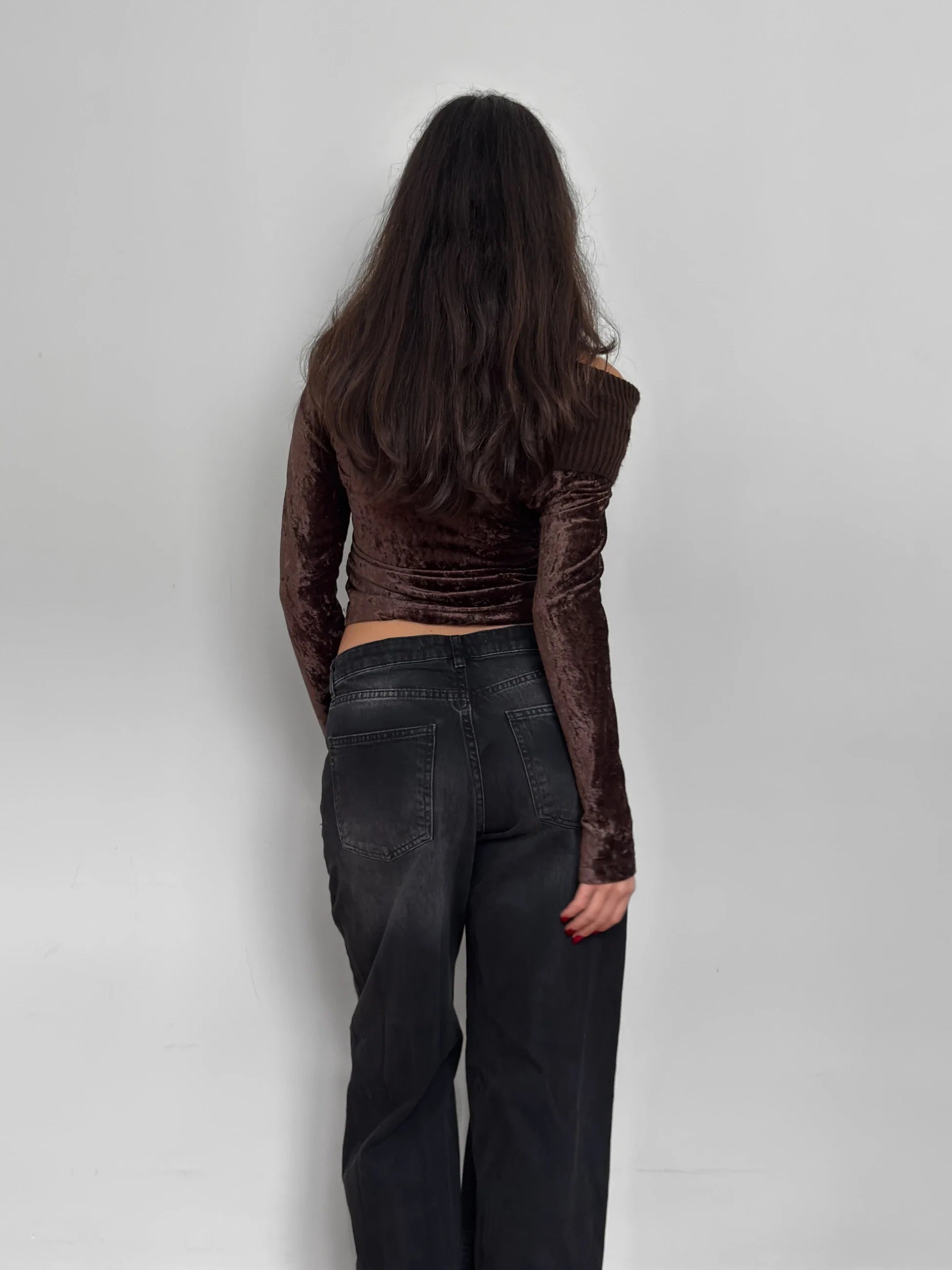 Embroidered Velvet Blouse