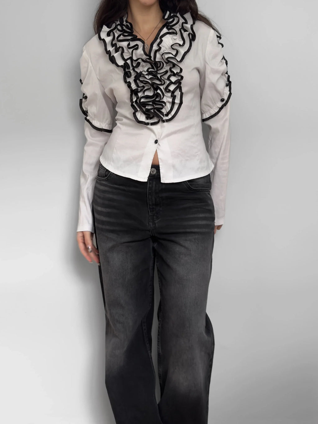 Ruffled Contrast Shirt