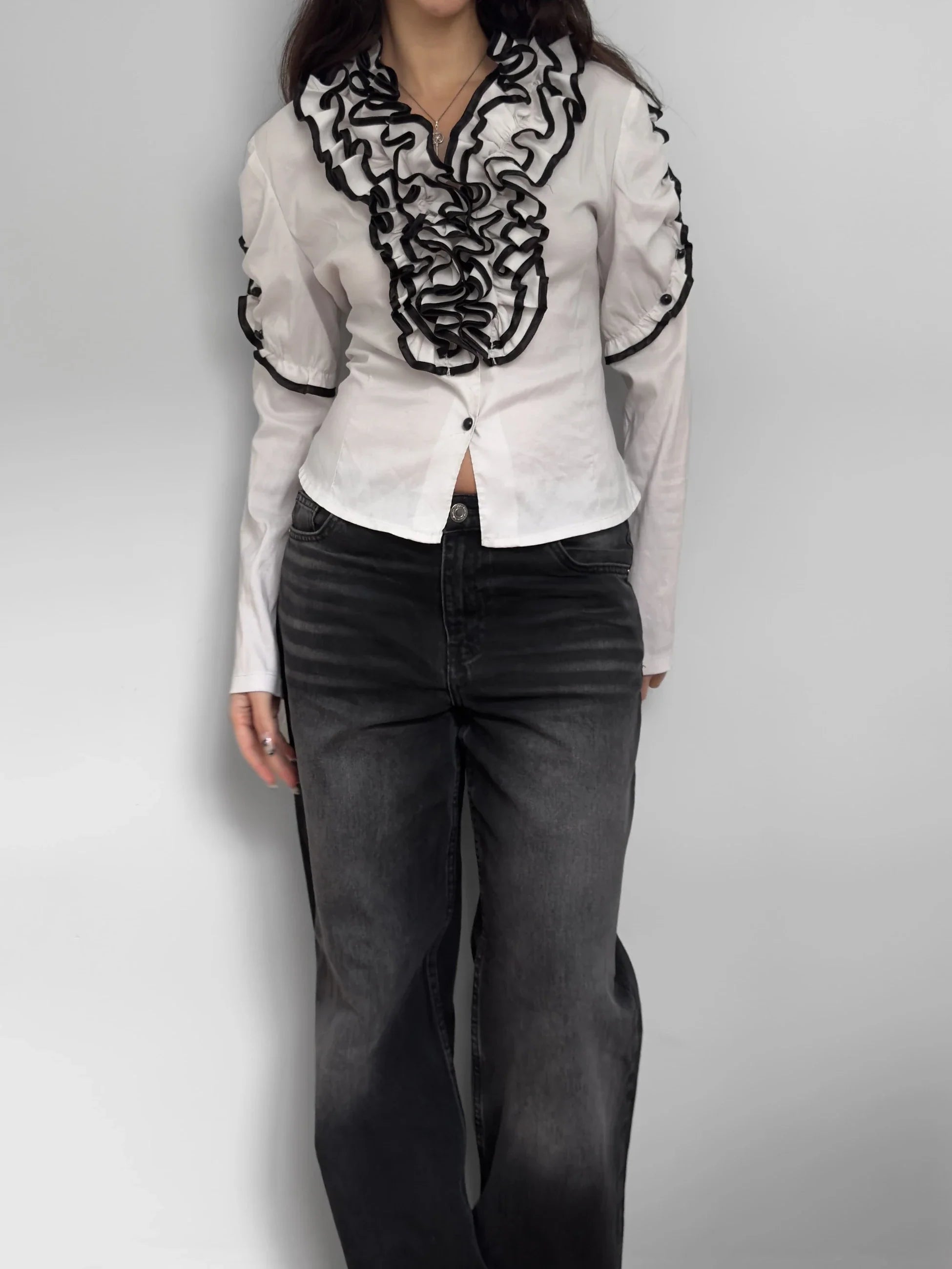 Ruffled Contrast Shirt