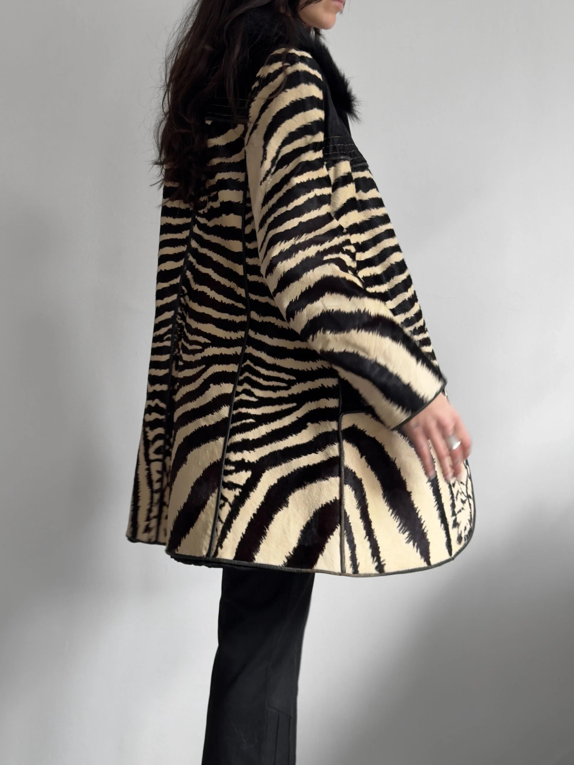 Cowhide Zebra-Print Coat