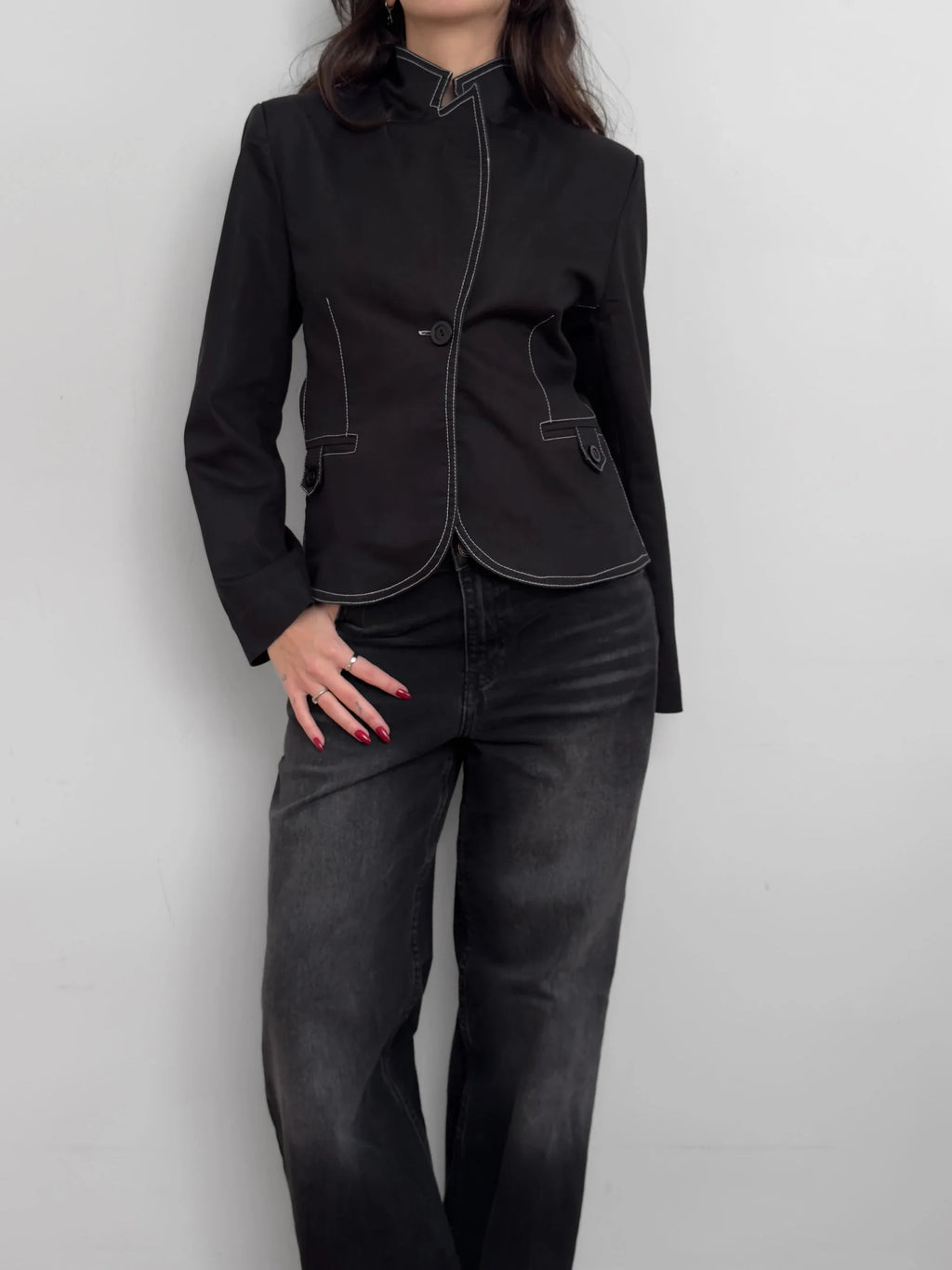 Contrast Stitched Blazer