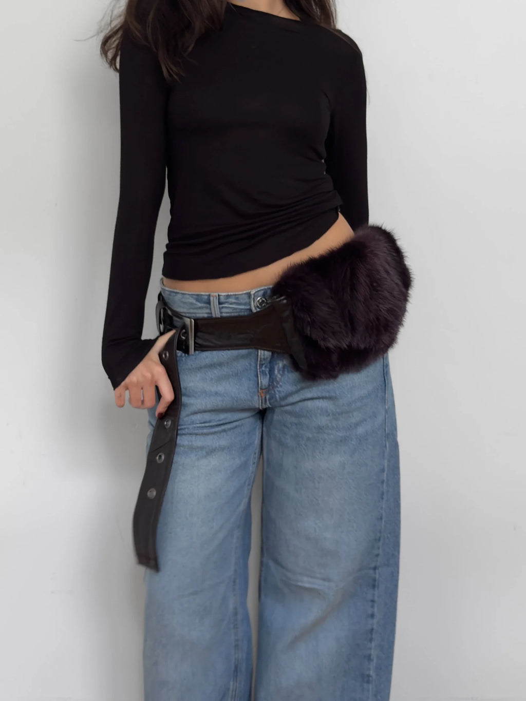Fur-Trimmed Belted Waist Bag